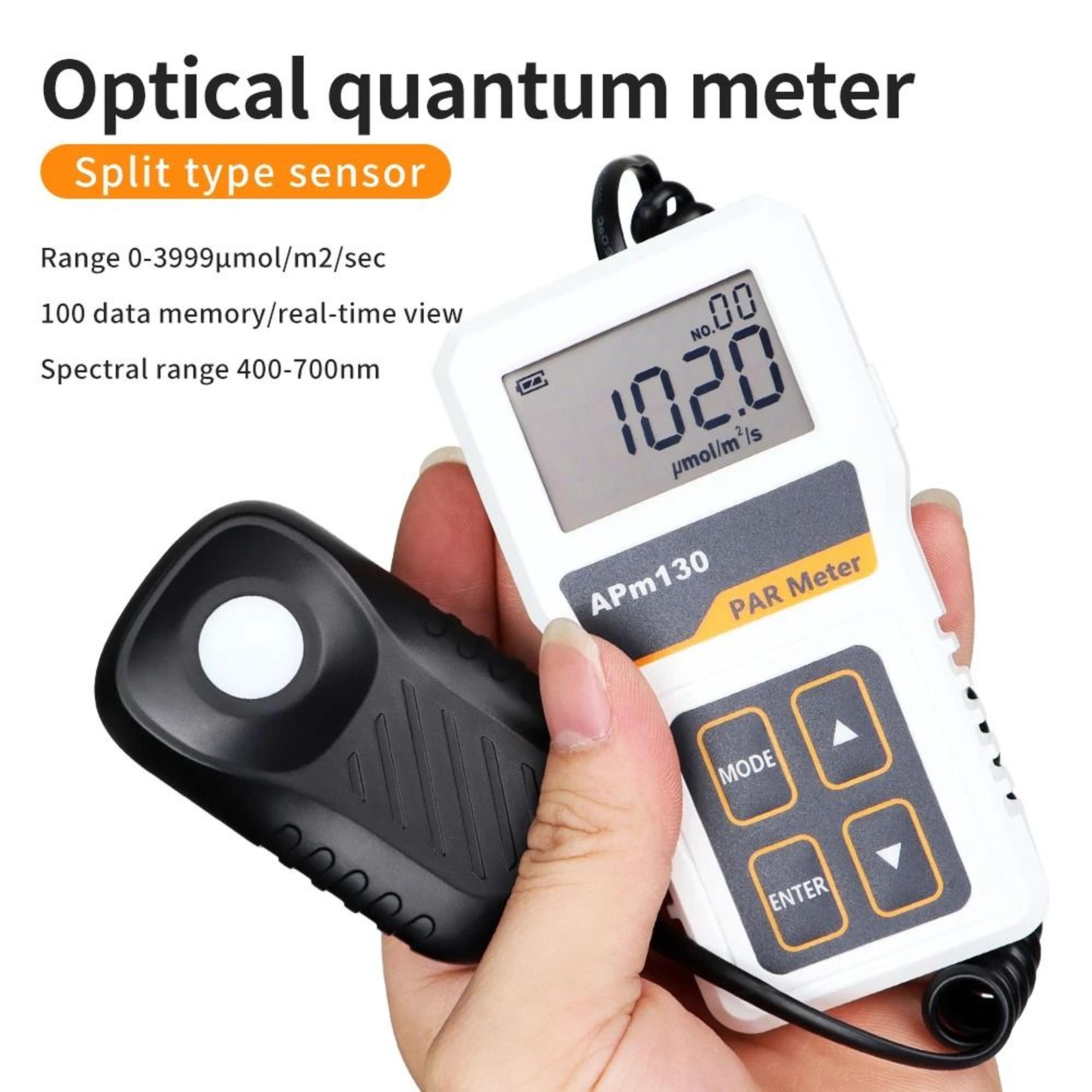 apm130 par meter digital quantum ppfd sensor light meter with plants data recording