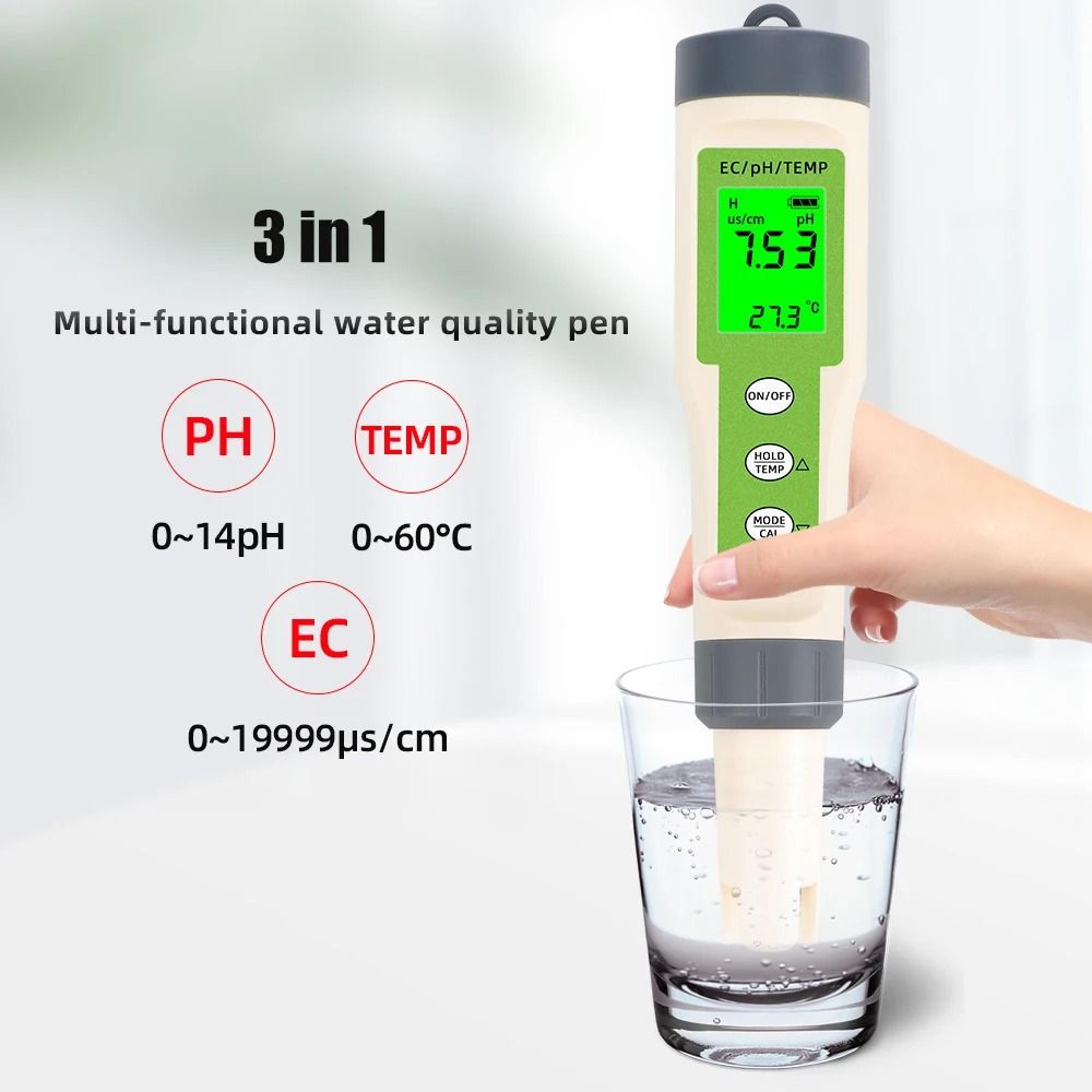 4-in-1 digital water quality monitor tester (ph / tds / ec / temperature) for pools, drinking water & aquariums