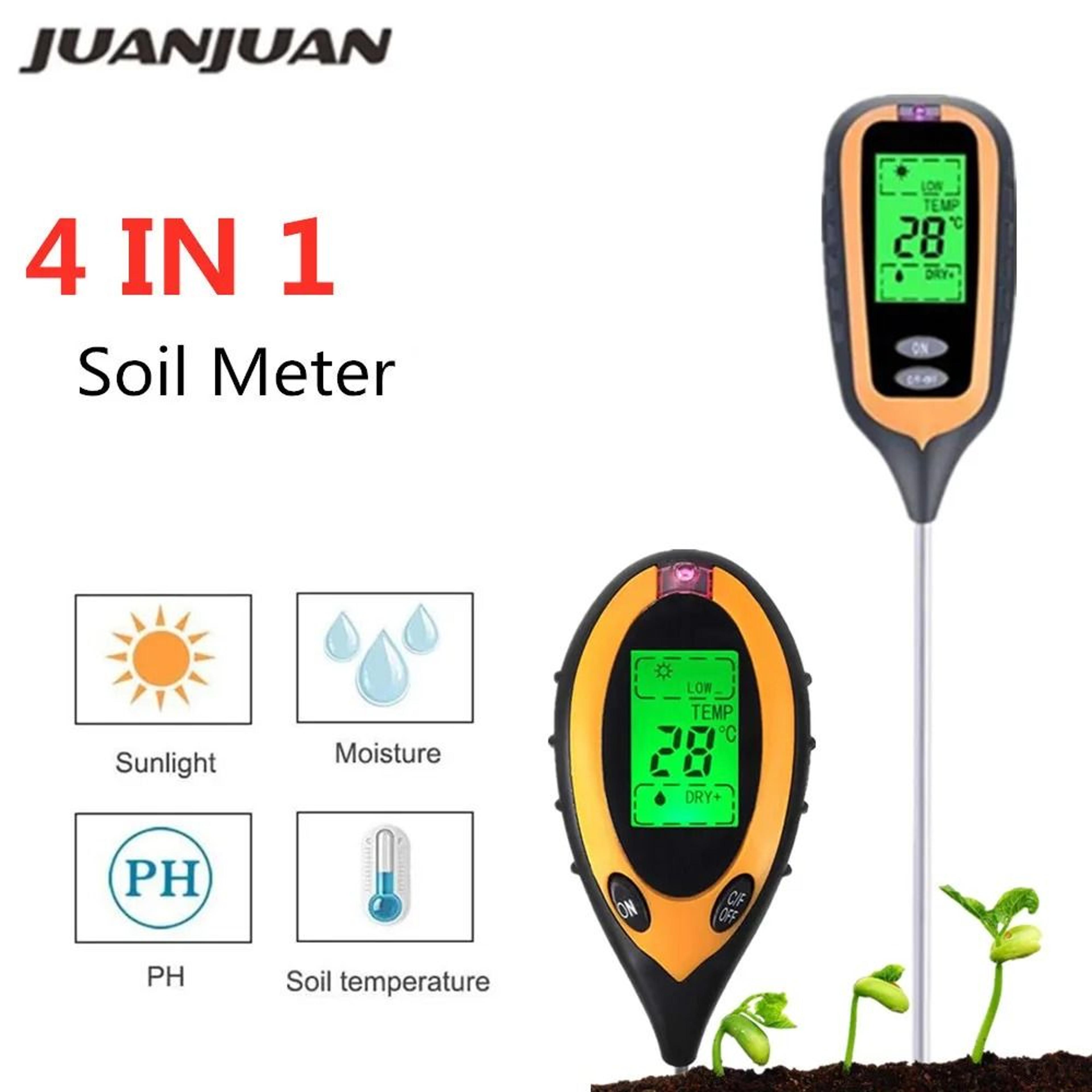 4-in-1 digital soil ph meter moisture sunlight temperature monitor with lcd display for garden plants