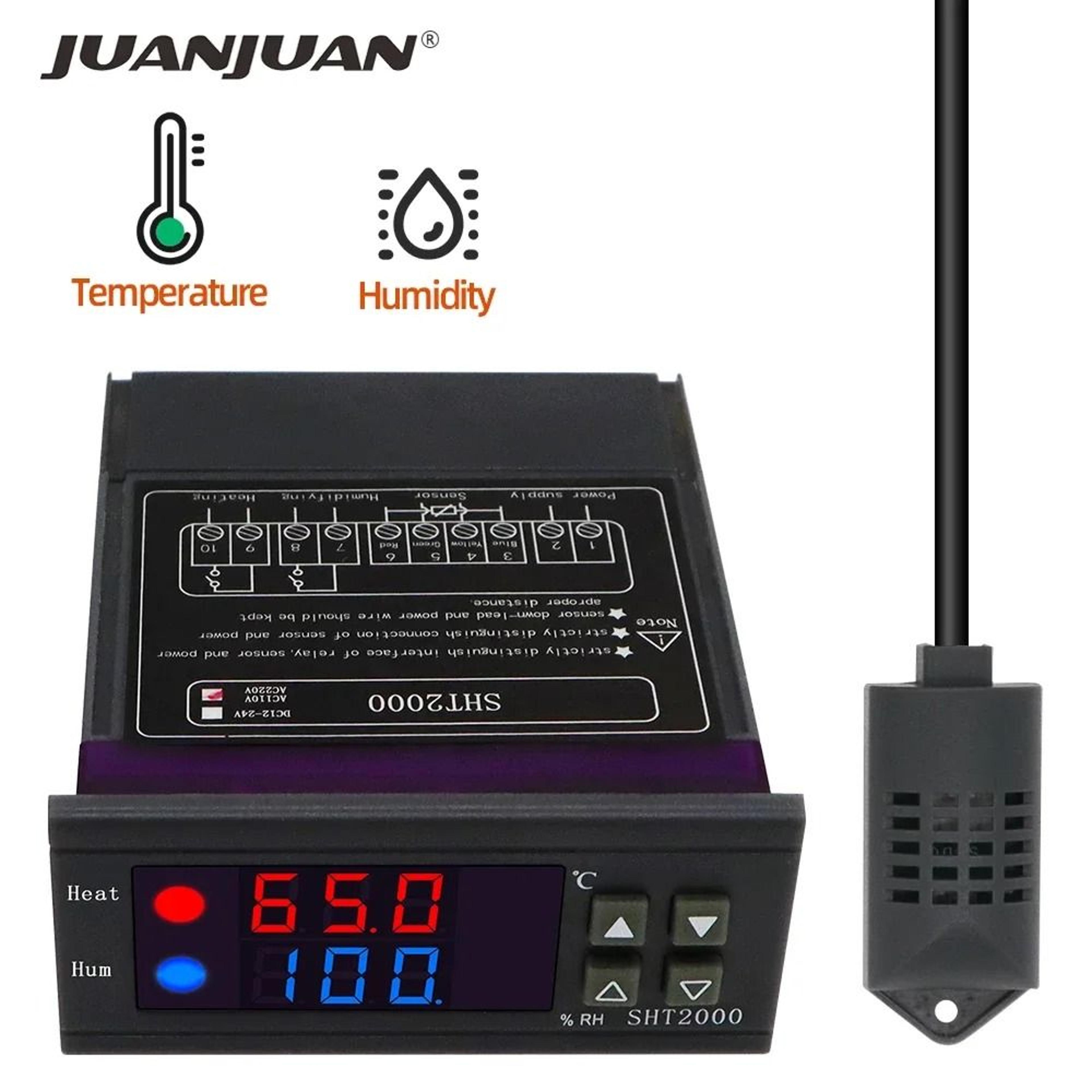sht2000 digital temperature & humidity controller thermostat humidistat relay switch for incubator & homebrew