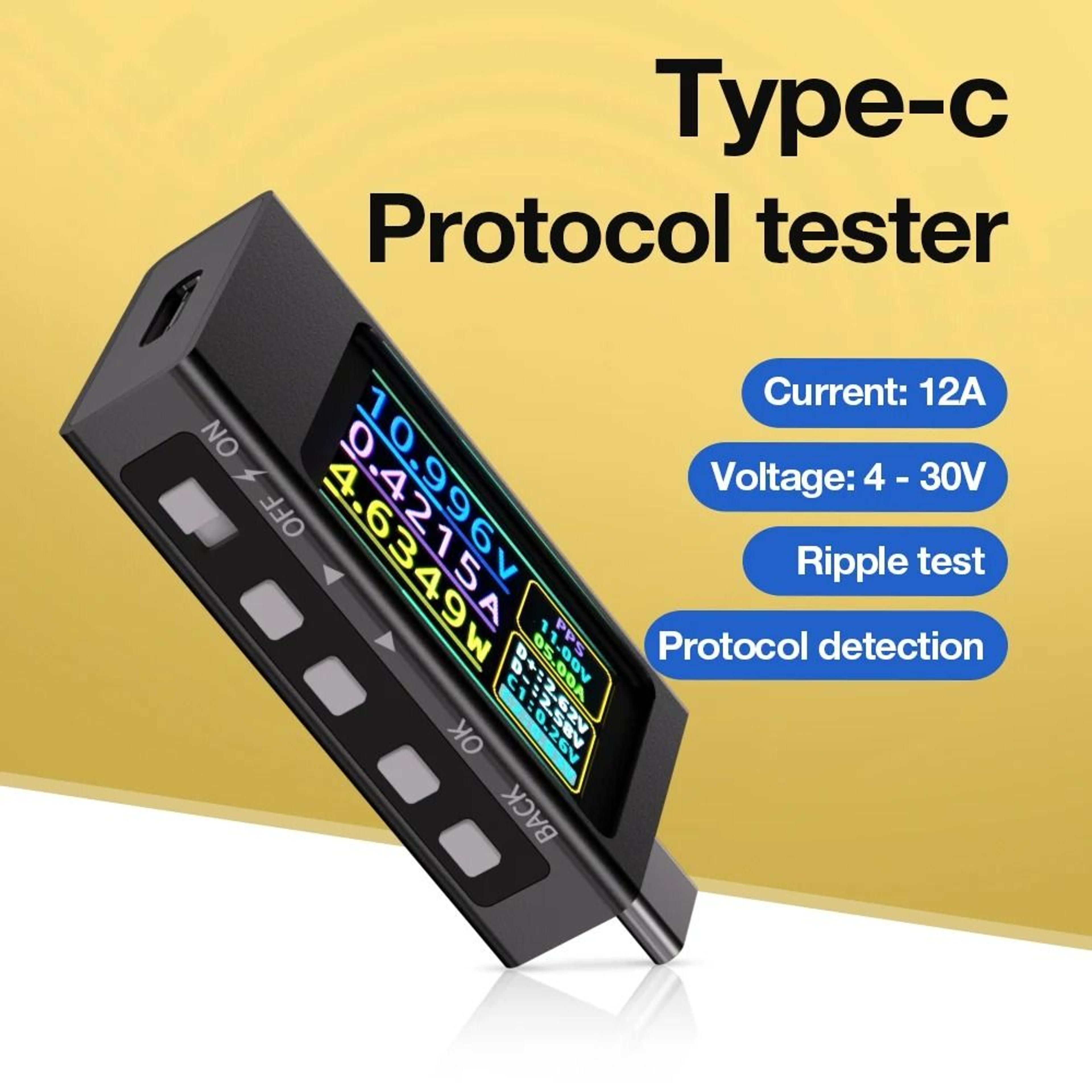 kws type-c charging tester dc 4–30v 0–12a digital voltmeter current meter ammeter power bank phone charger indicator