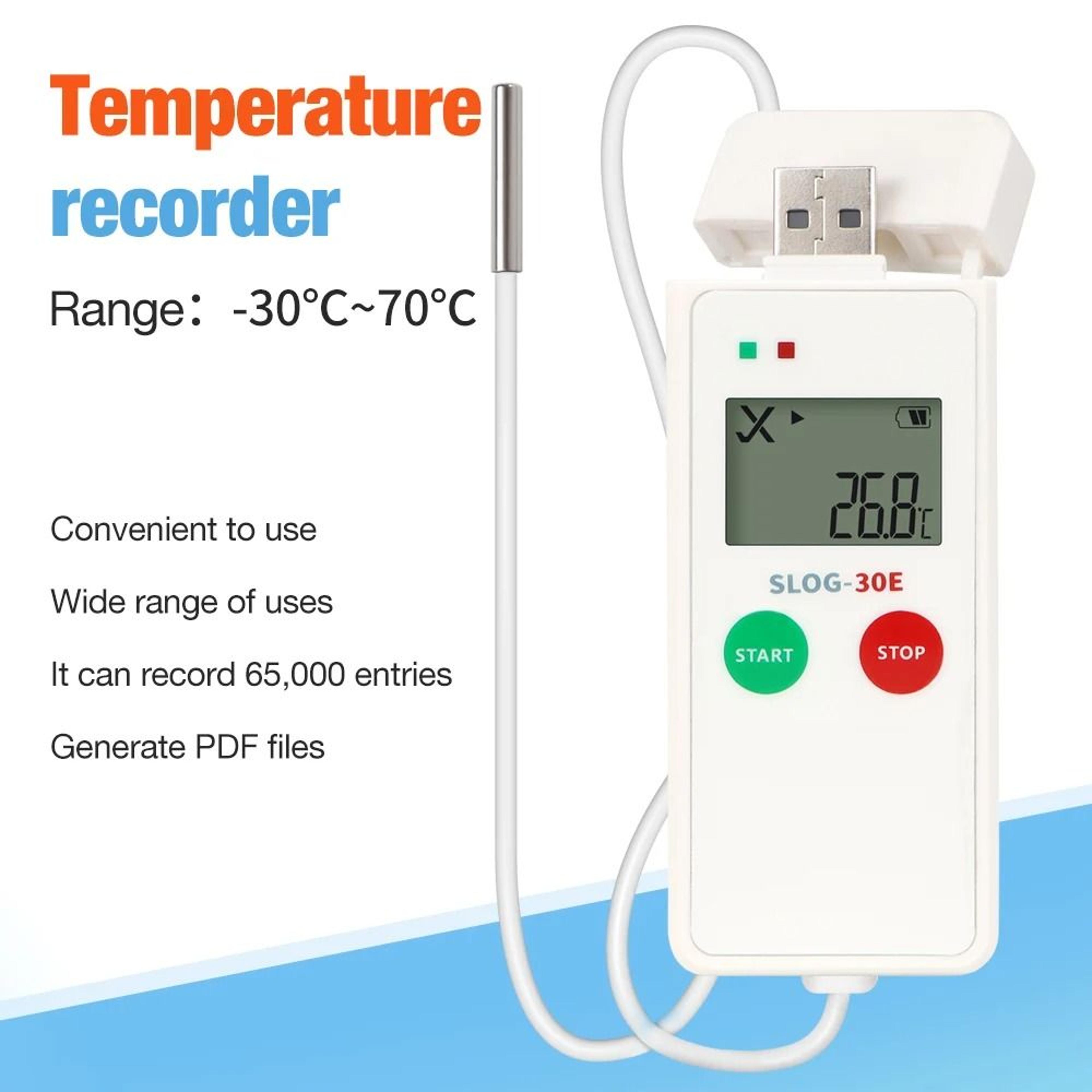 65,000 points usb temperature data logger pdf recorder with lcd screen for cold-chain transport