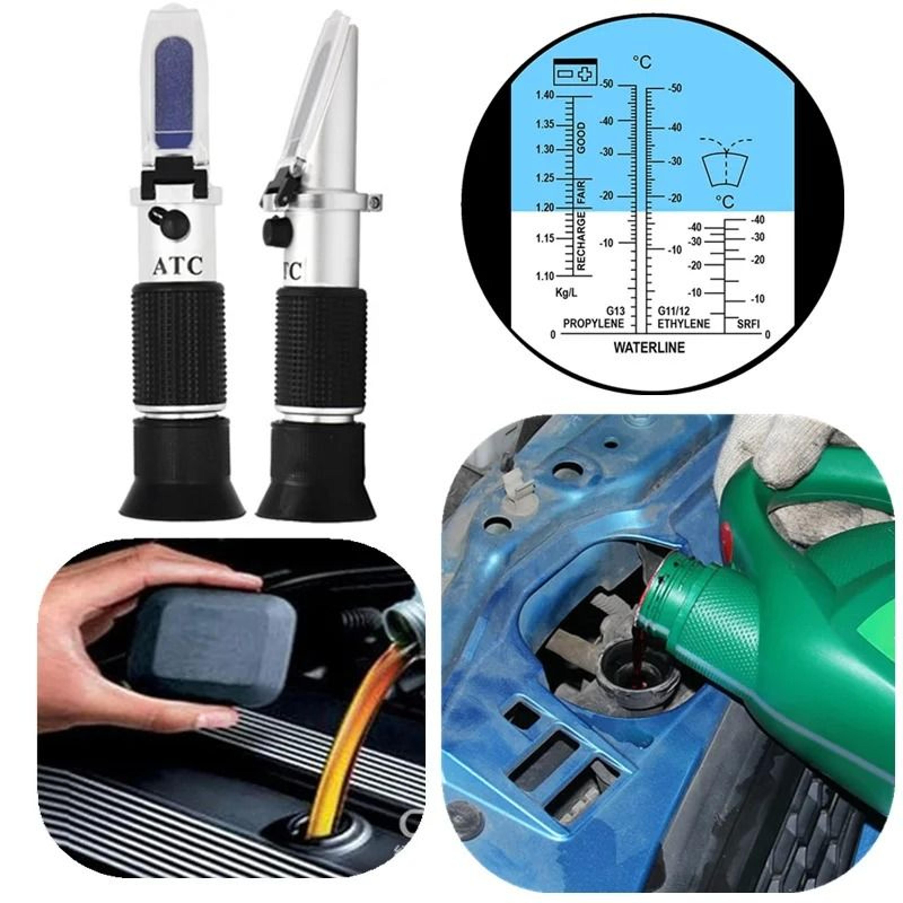 handheld antifreeze glycol refractometer & battery acid fluid tester with atc
