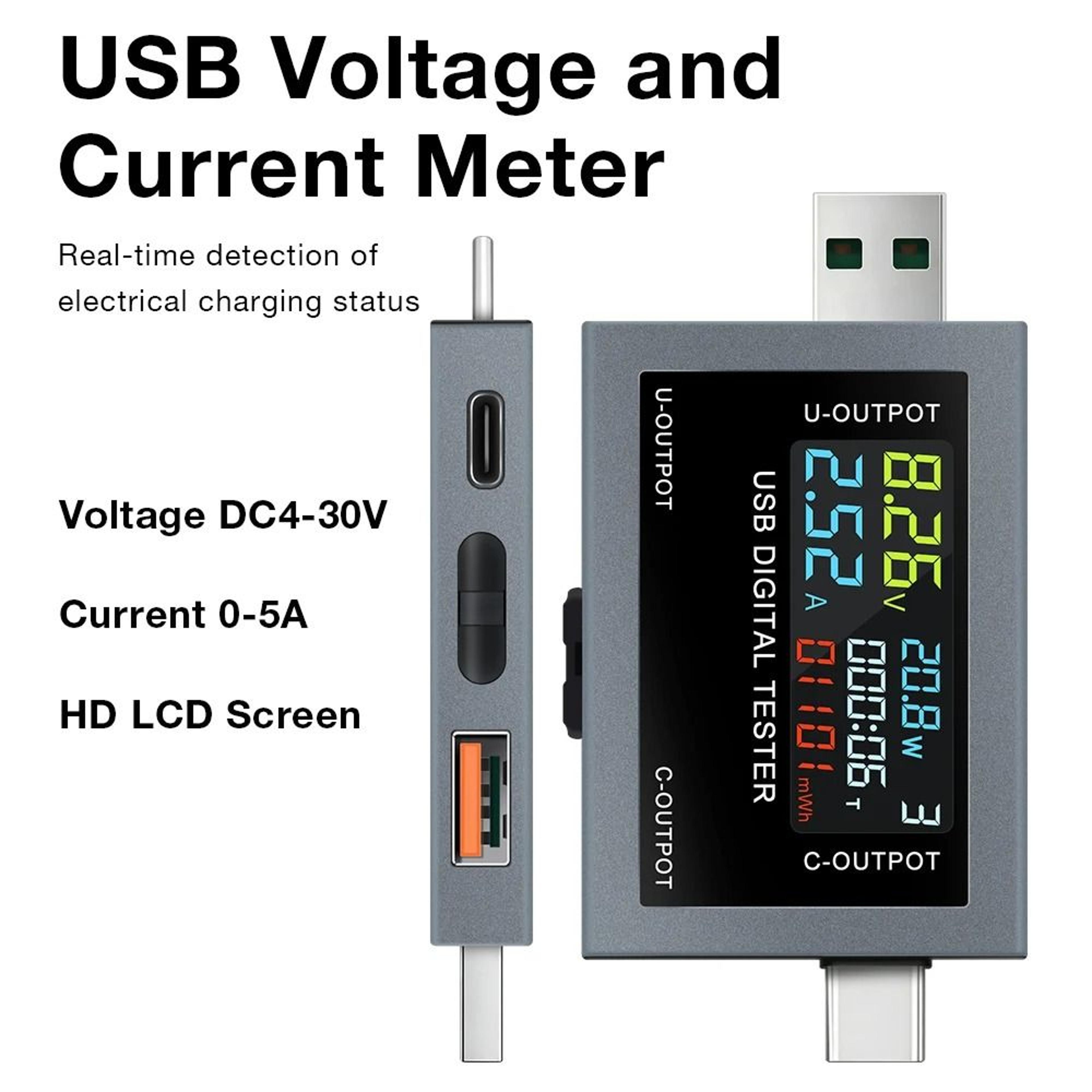 usb type-c digital charging tester dc 4.5–50v 0–8a voltmeter ammeter power capacity meter