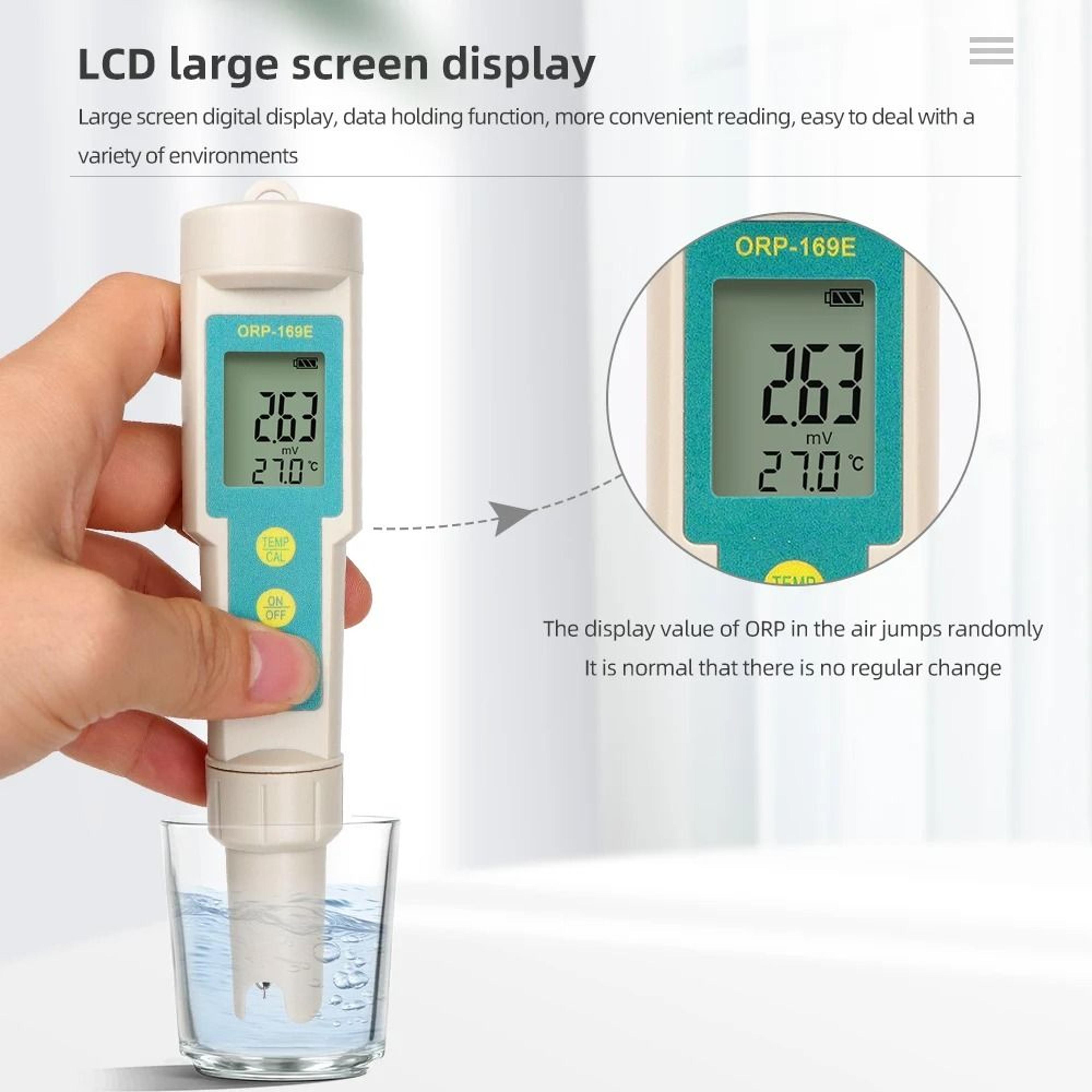 orp169e waterproof orp meter oxidation reduction potential tester pen for pools & aquariums