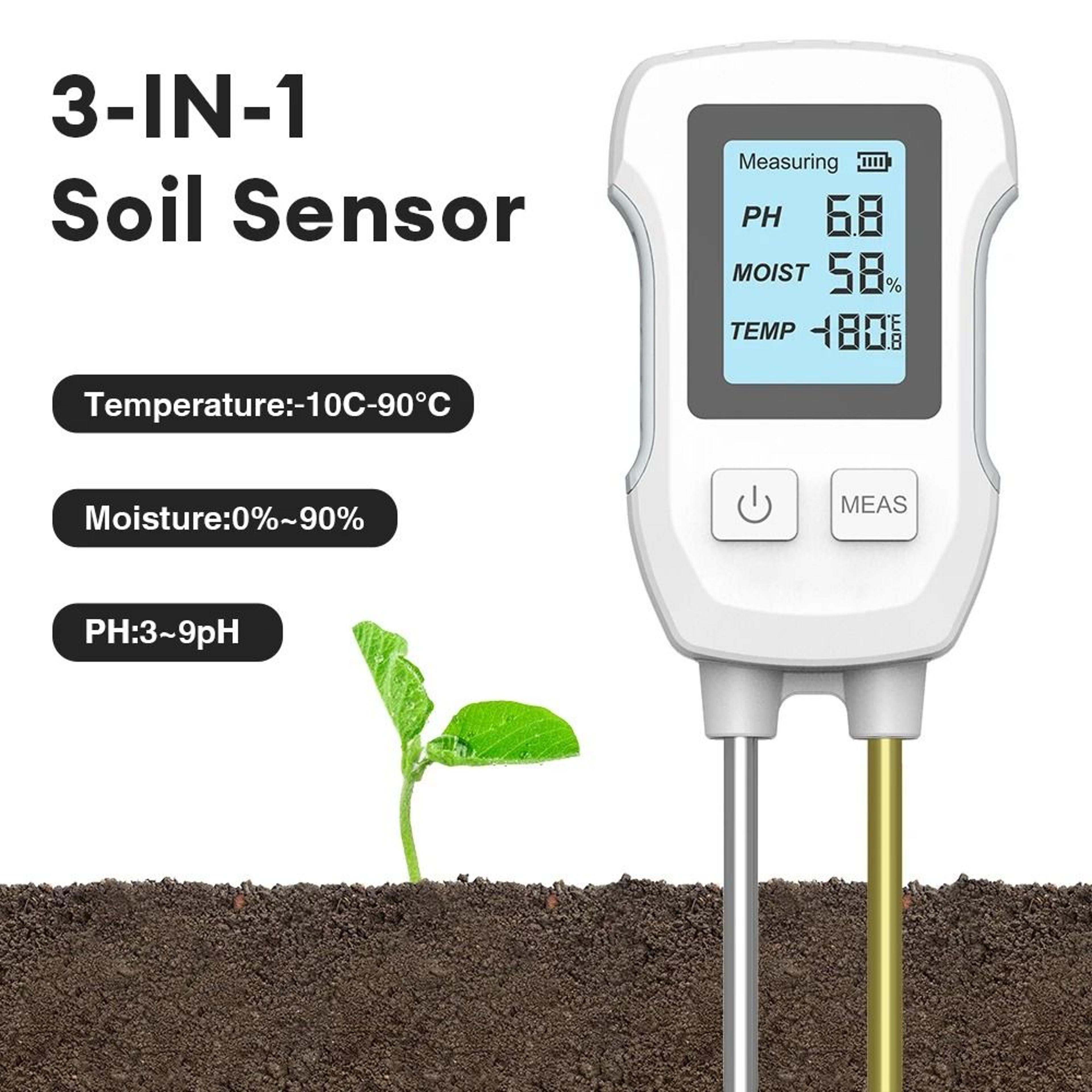 3-in-1 digital soil ph tester ambient temperature & humidity meter for garden plant cultivation