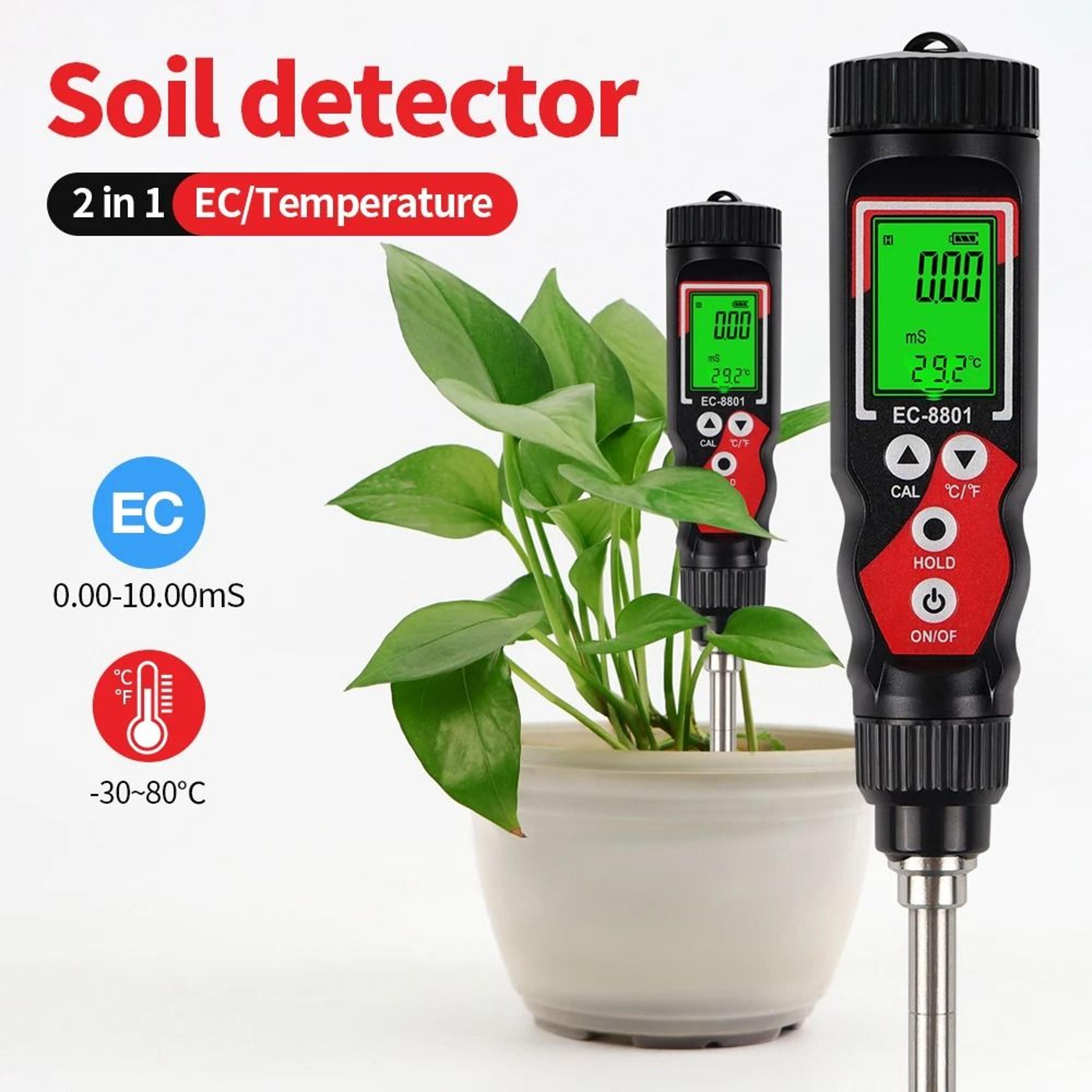 ec8801 2-in-1 digital soil ec & temperature meter electrical conductivity tester for gardening
