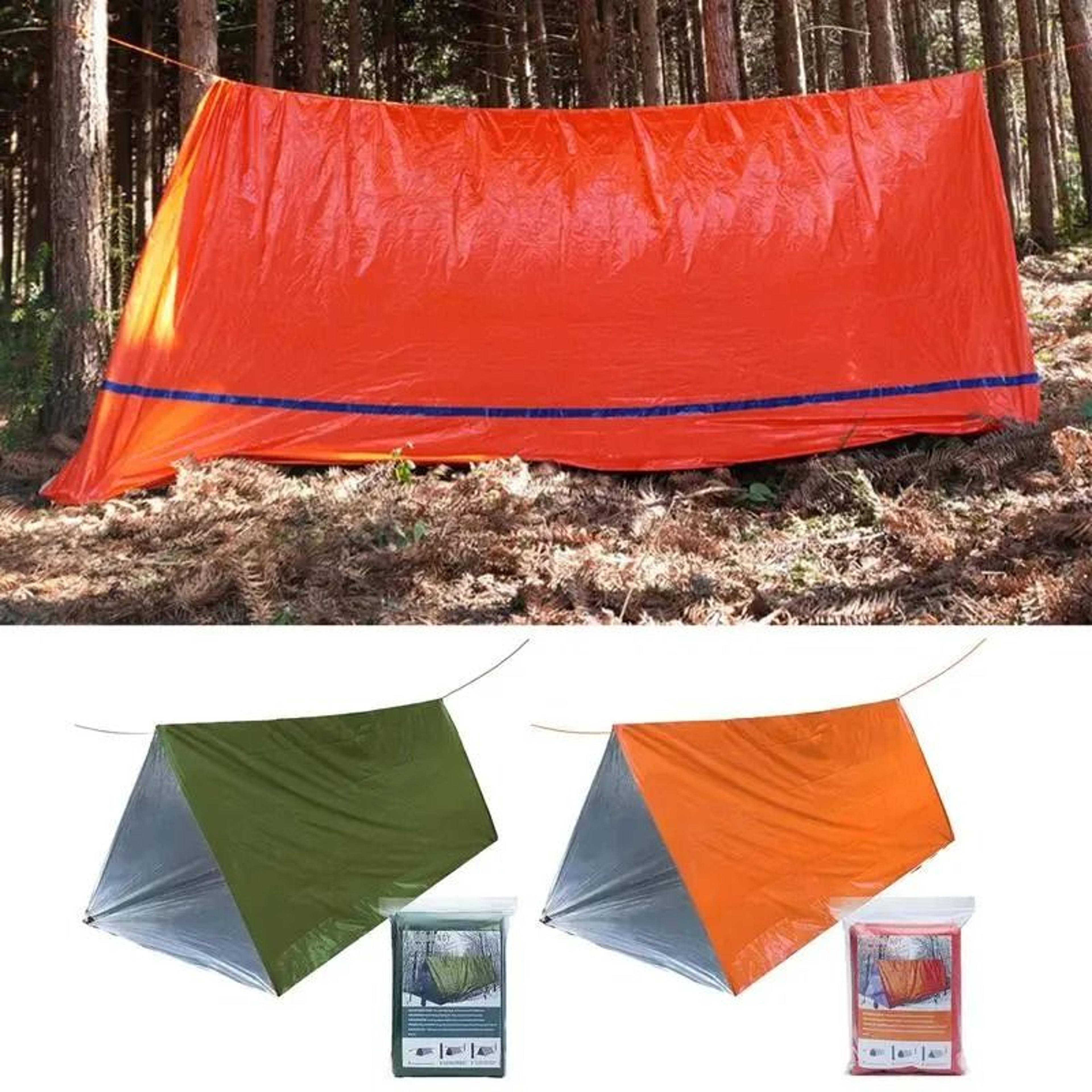 outdoor emergency survival tent & thermal escape shelter kit with waterproof blanket sleeping bag