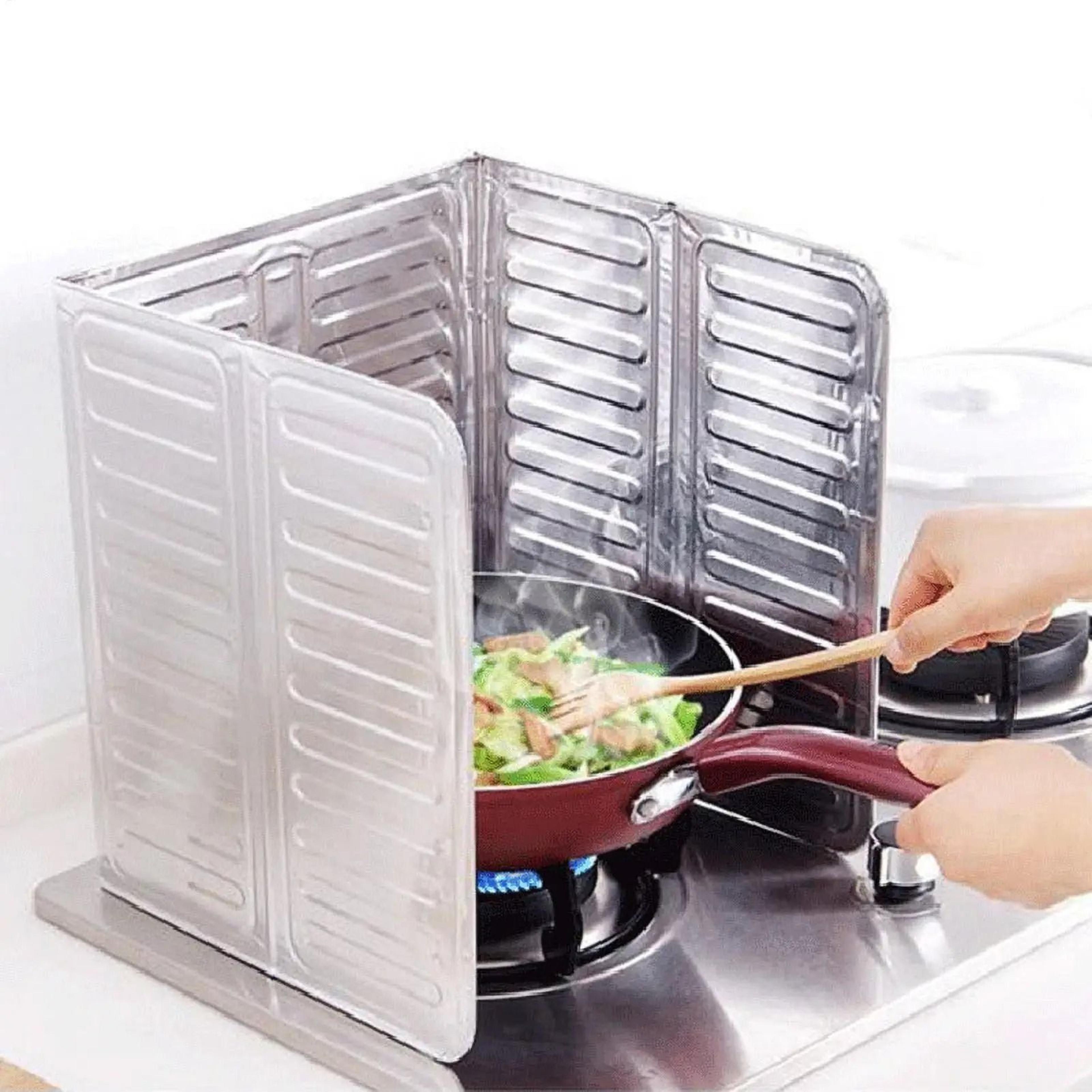 3-sided foldable stove splatter guard nonstick aluminum foil shield screen cover (84 x 32.5 cm)
