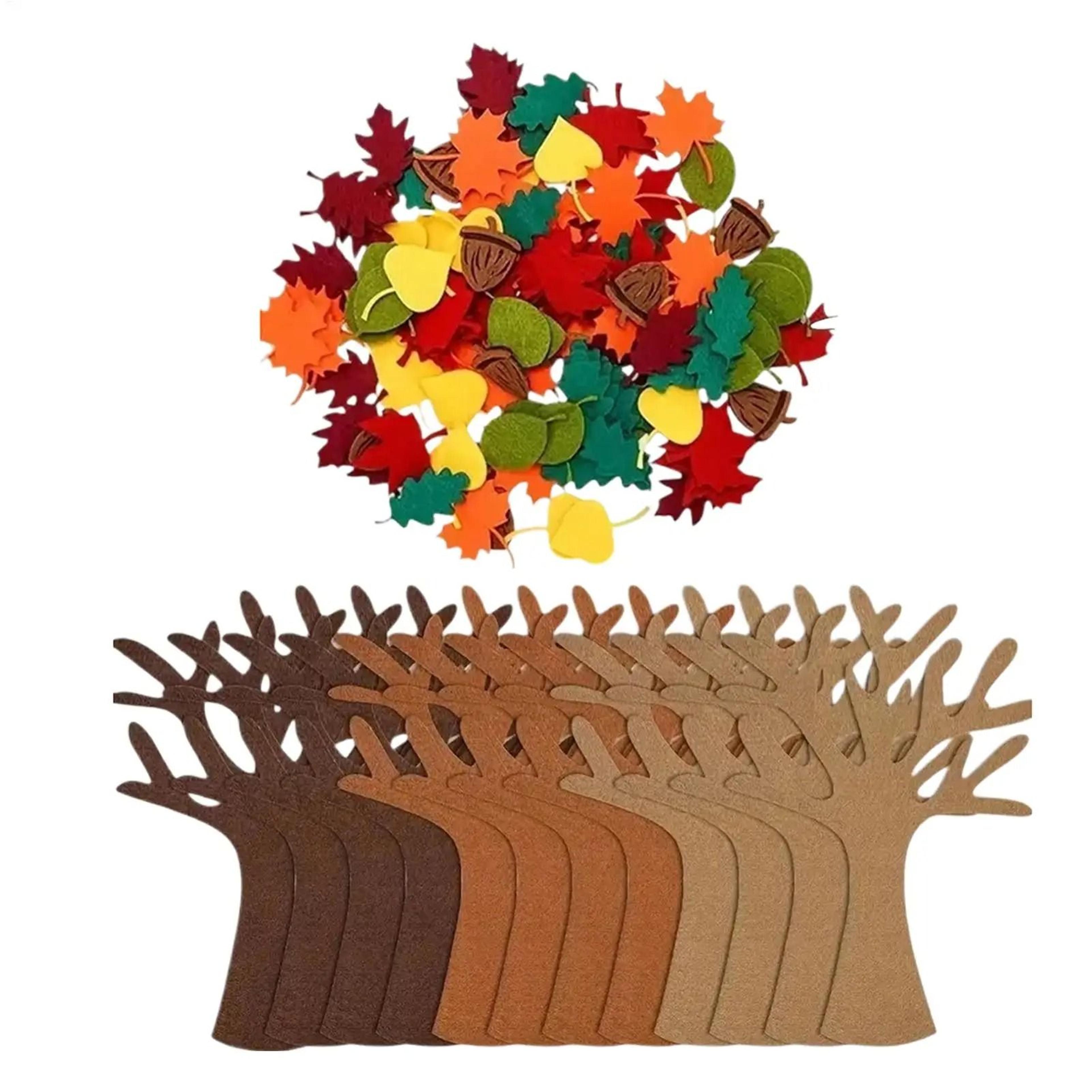 96pcs set thanksgiving tree felt art kit diy autumn maple leaves fall crafts for kids & home decor