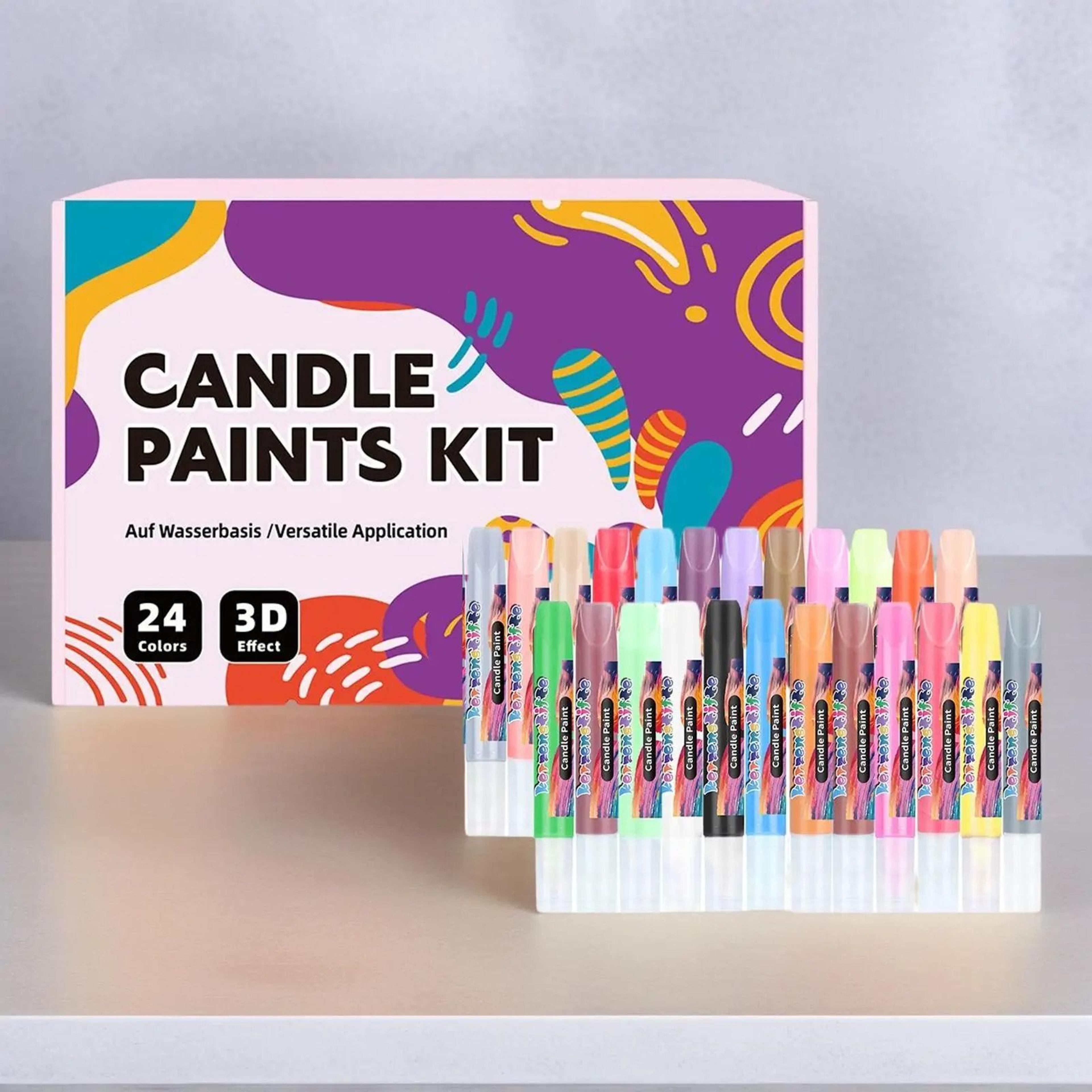 24 color 10ml non-baked 3d candle pen set diy paint markers for candles, glass vases, clothes & fabrics