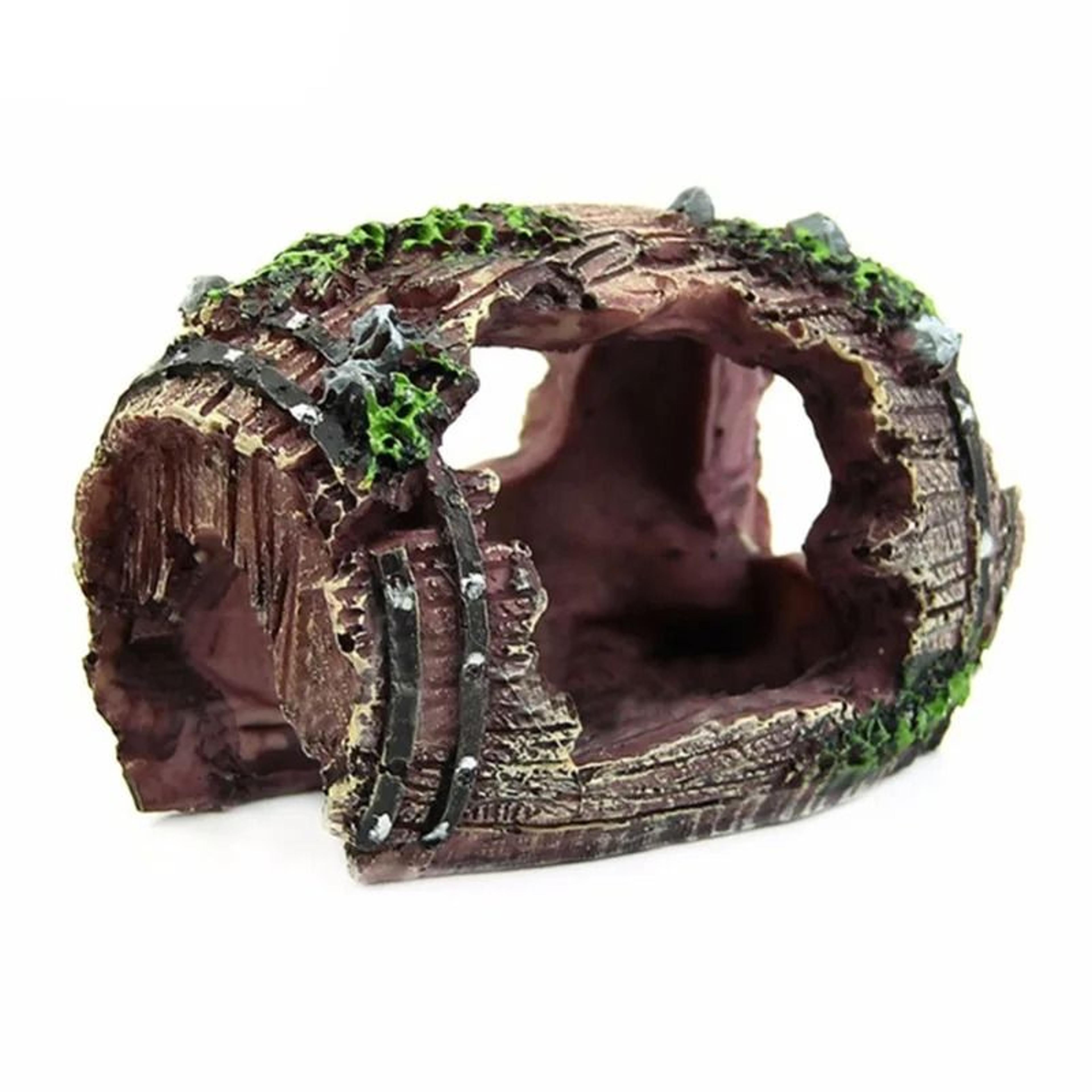 aquarium artificial barrel cave resin ornament fish tank landscaping & hideaway decoration