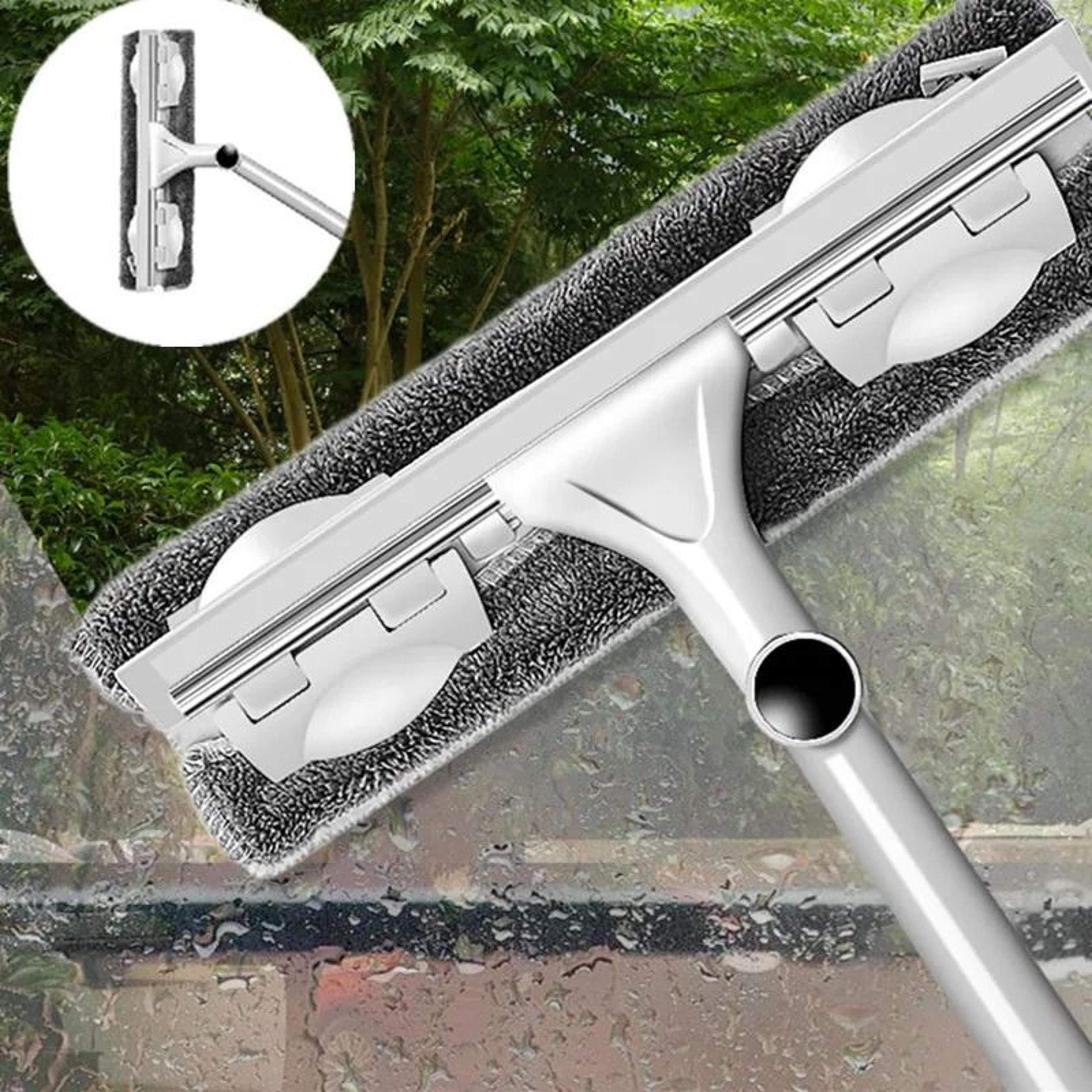 telescopic glass cleaning mop with long handle window wiper brush & squeegee for home