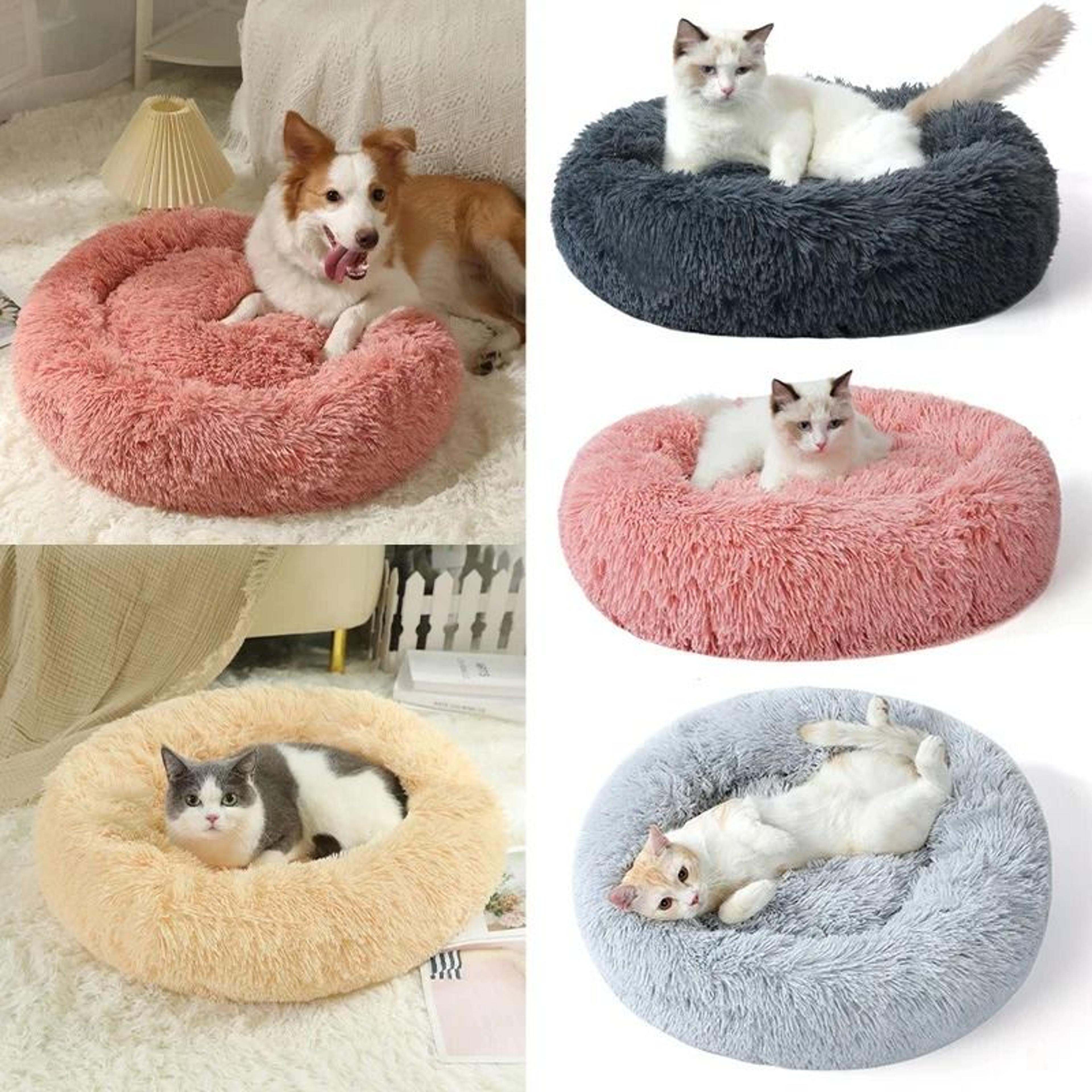 home plush winter warm round cat & dog bed nest detachable washable cushion (40cm)