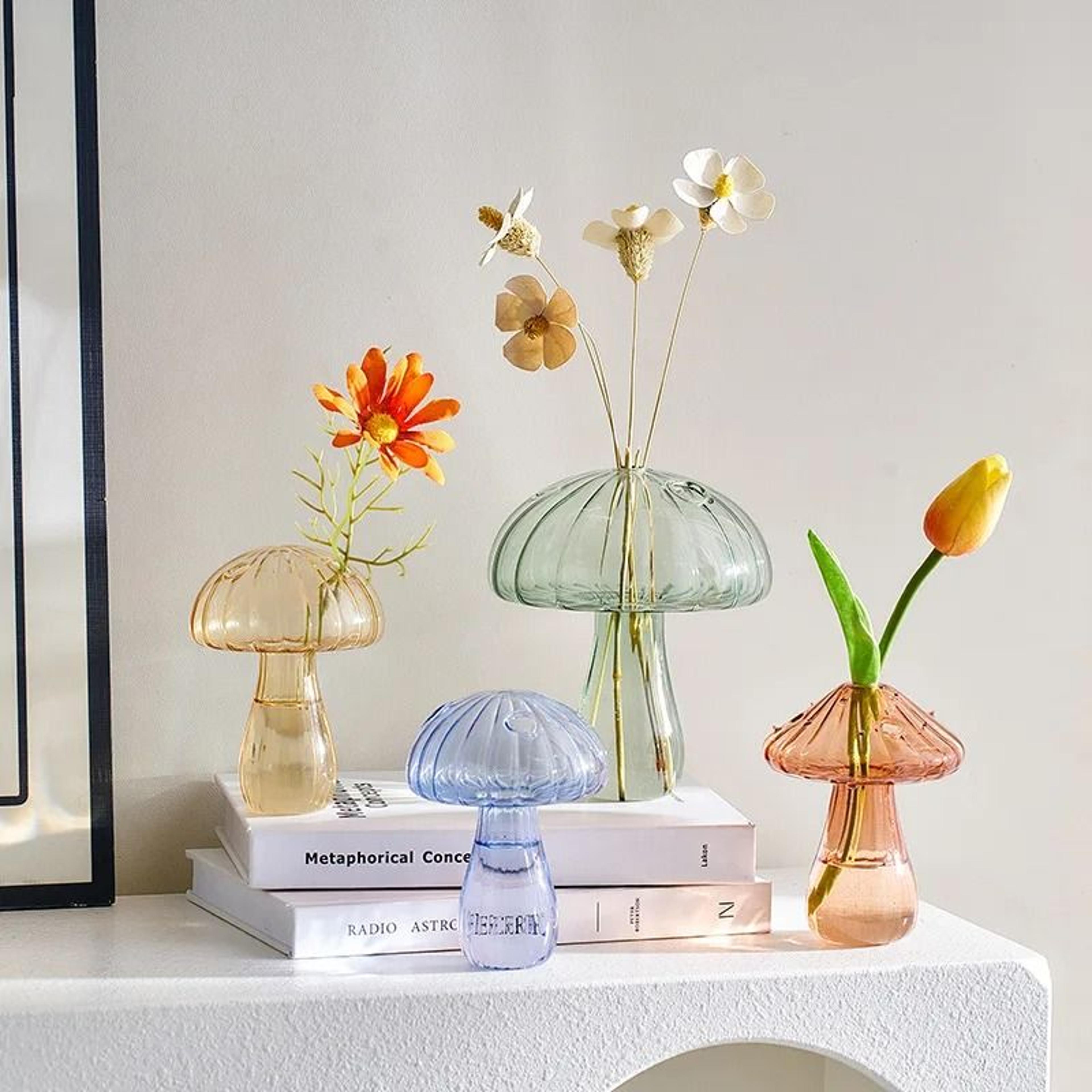 mini mushroom glass vase creative hydroponic plant & aromatherapy bottle for nordic home decor