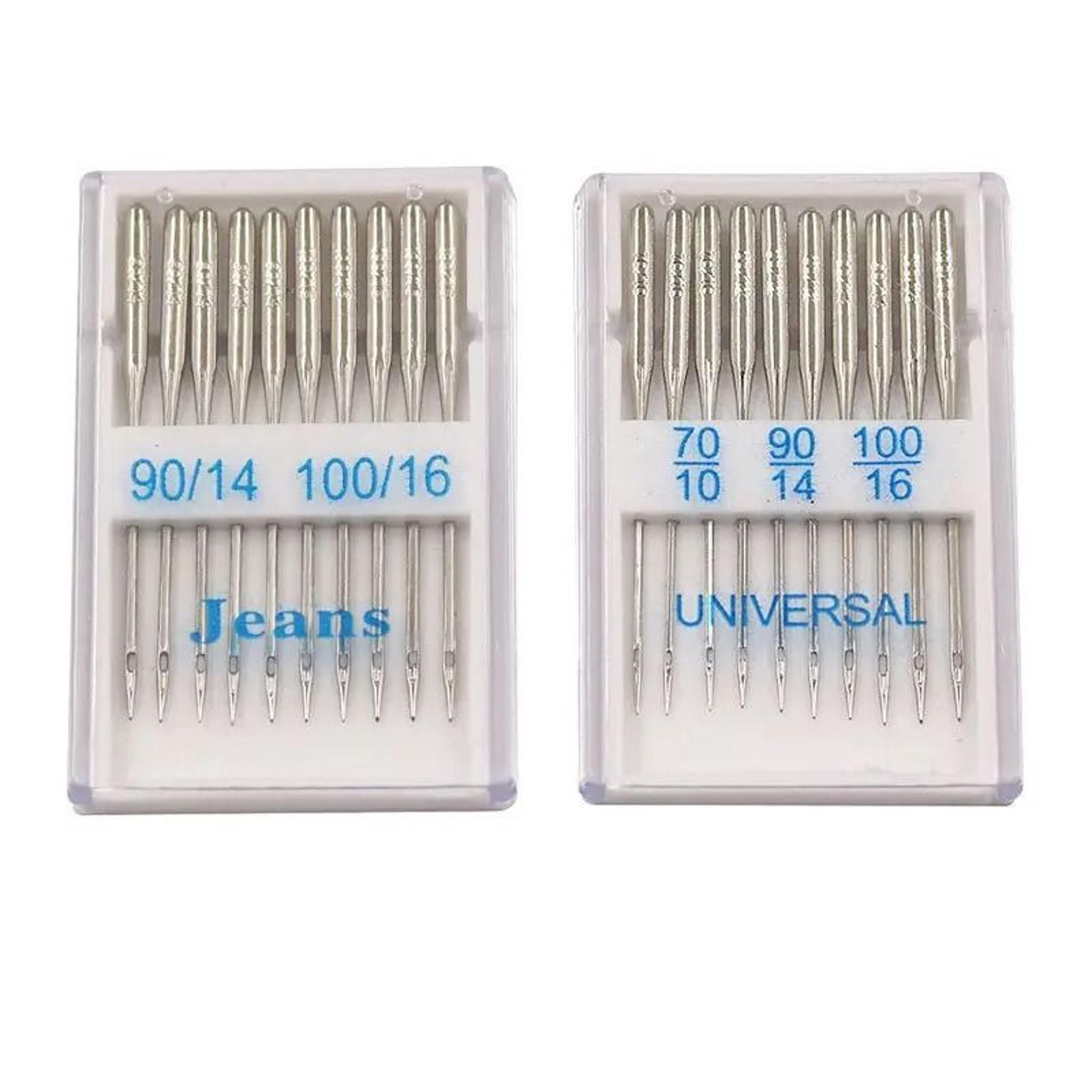 20-piece universal home sewing machine needles set ball point & heavy duty jeans needles