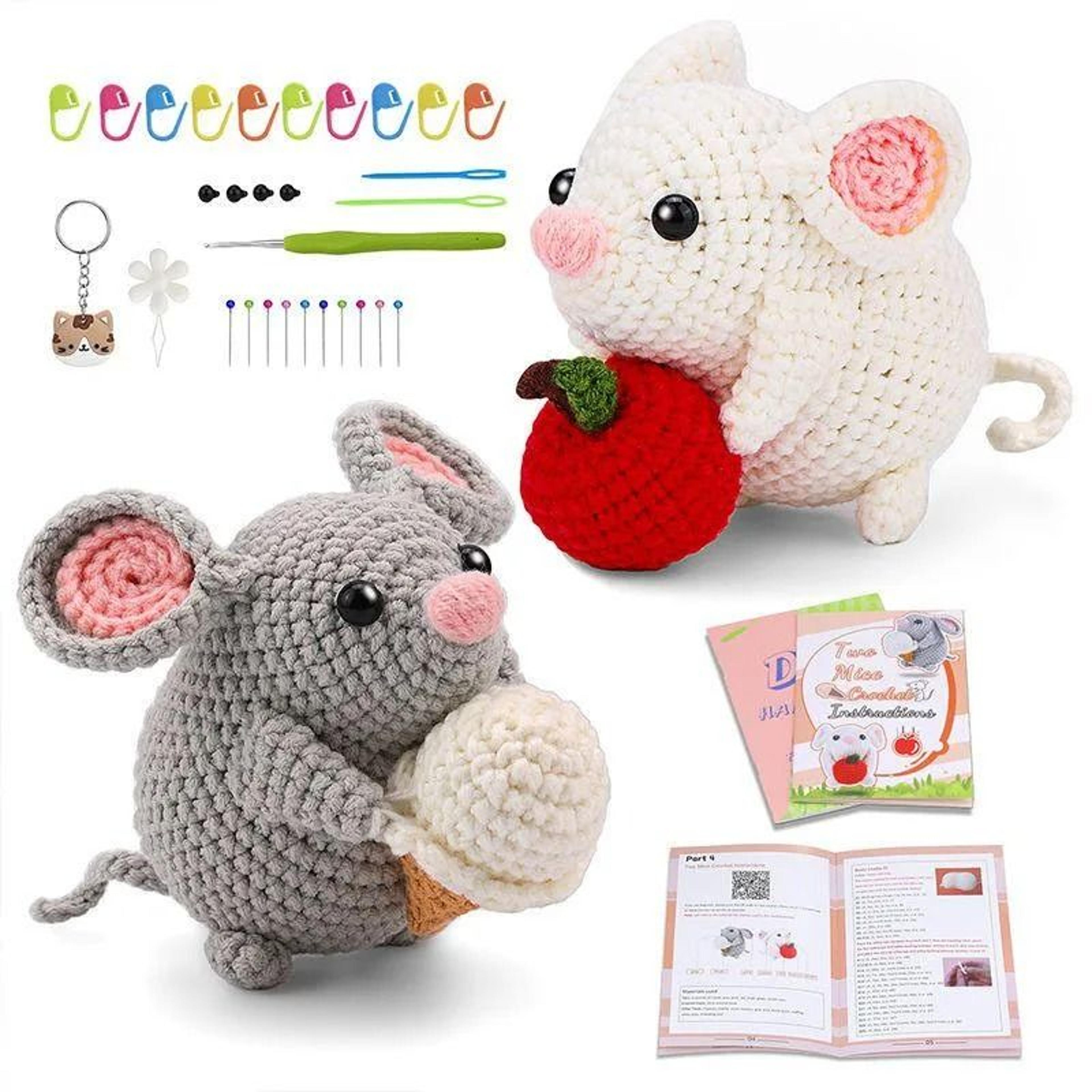 crochet animal kit for beginners with step-by-step video tutorials & complete diy knitting tools set