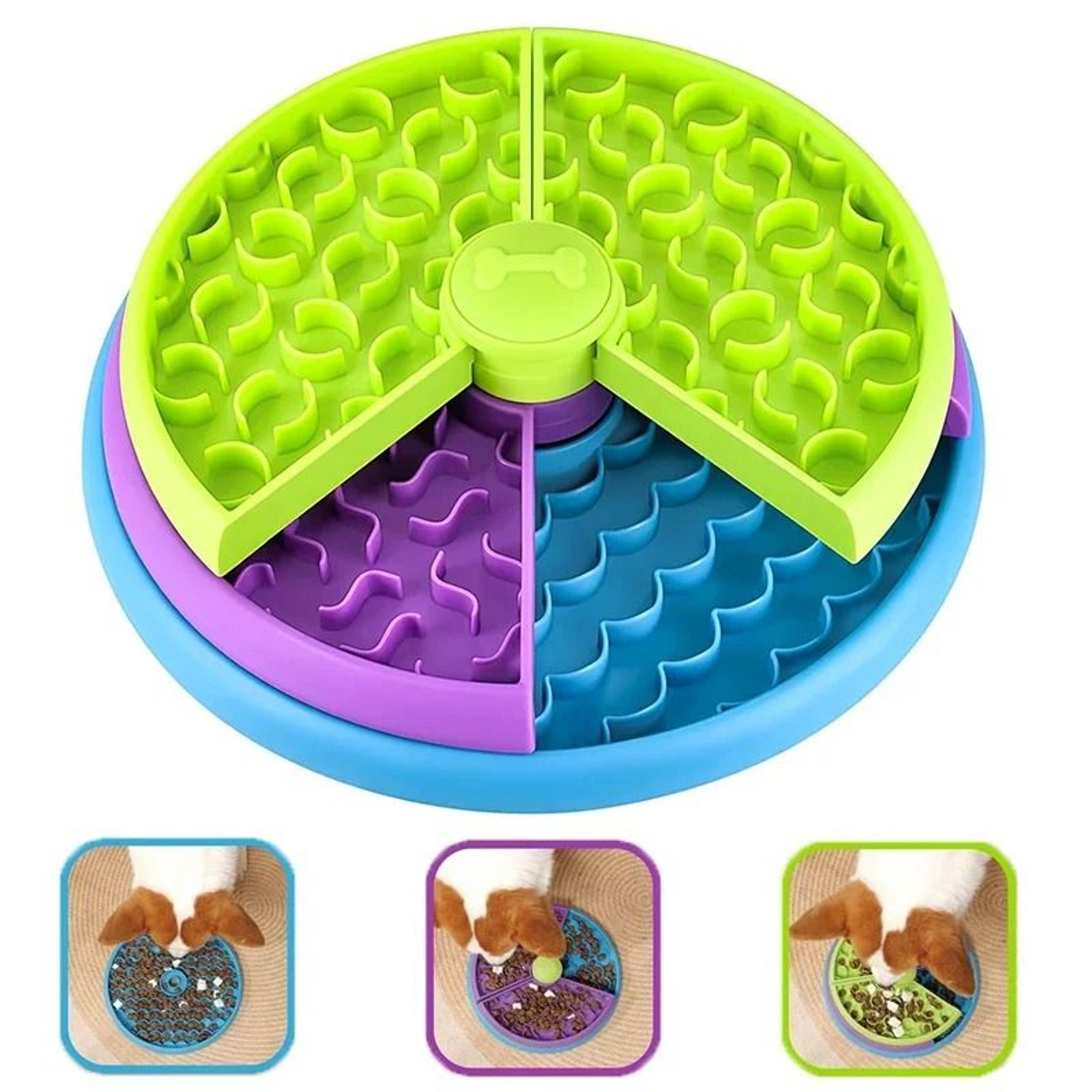 3-layer detachable interactive dog puzzle slow feeder anti-anxiety enrichment dog bowl