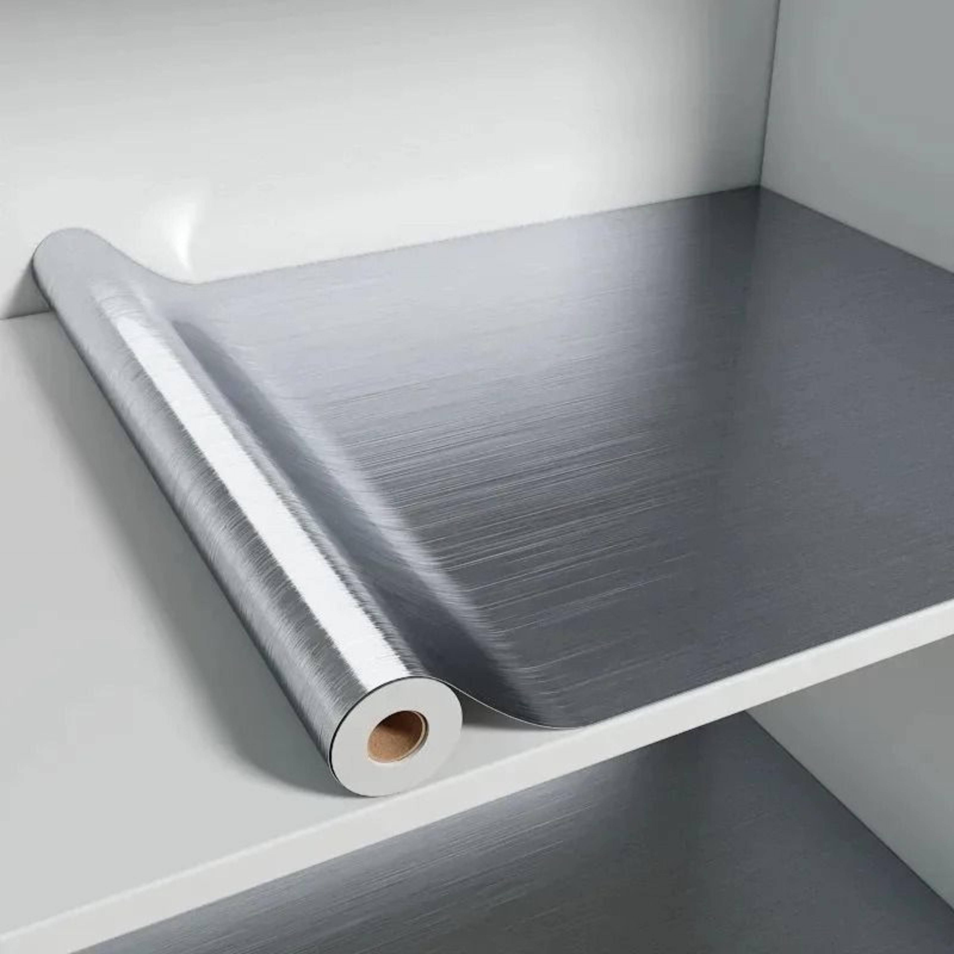 pvc stainless brushed silver removable wallpaper vinyl peel and stick waterproof oil-proof sticker