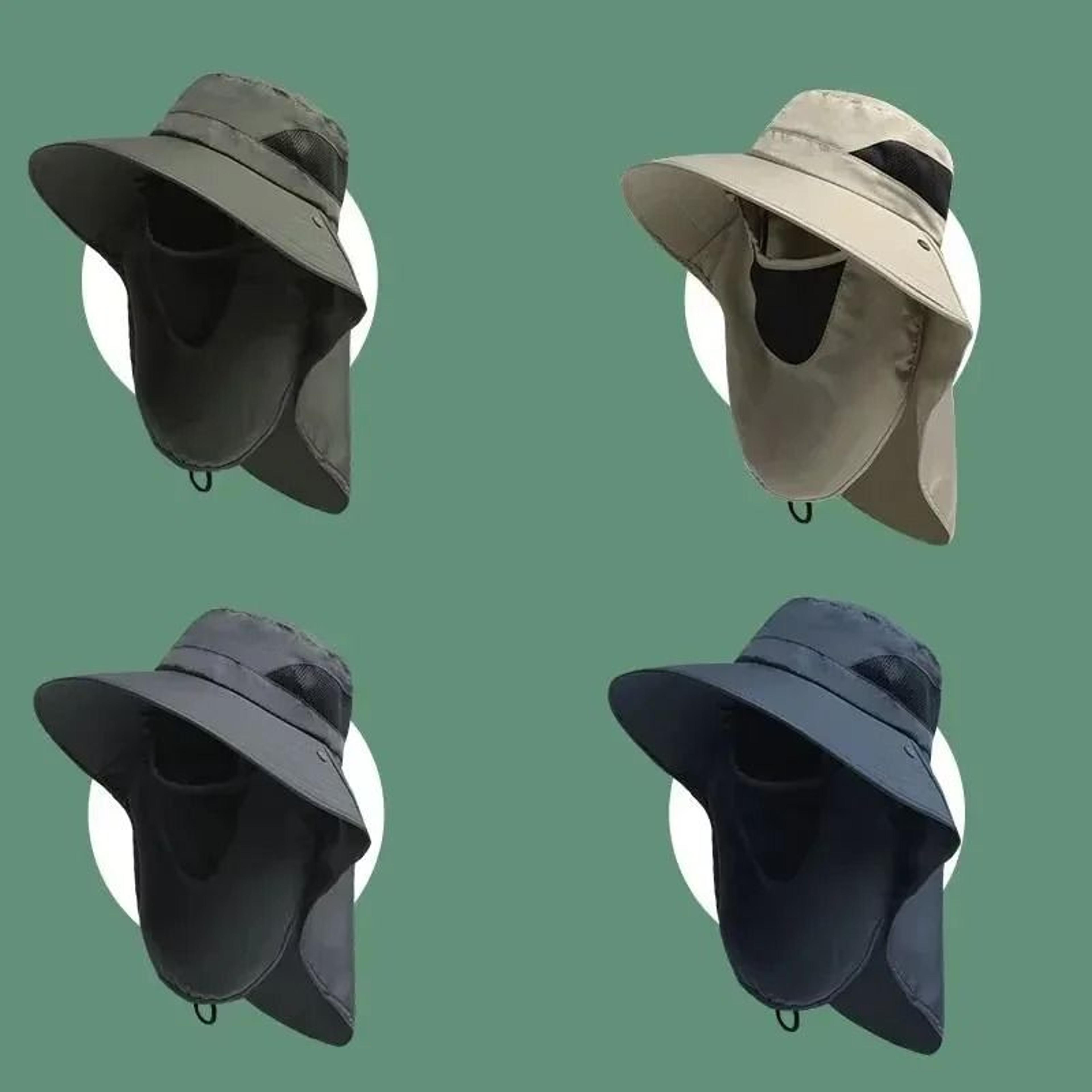 summer sun hat uv protection outdoor hunting fishing cap with neck flap & visor for men & women