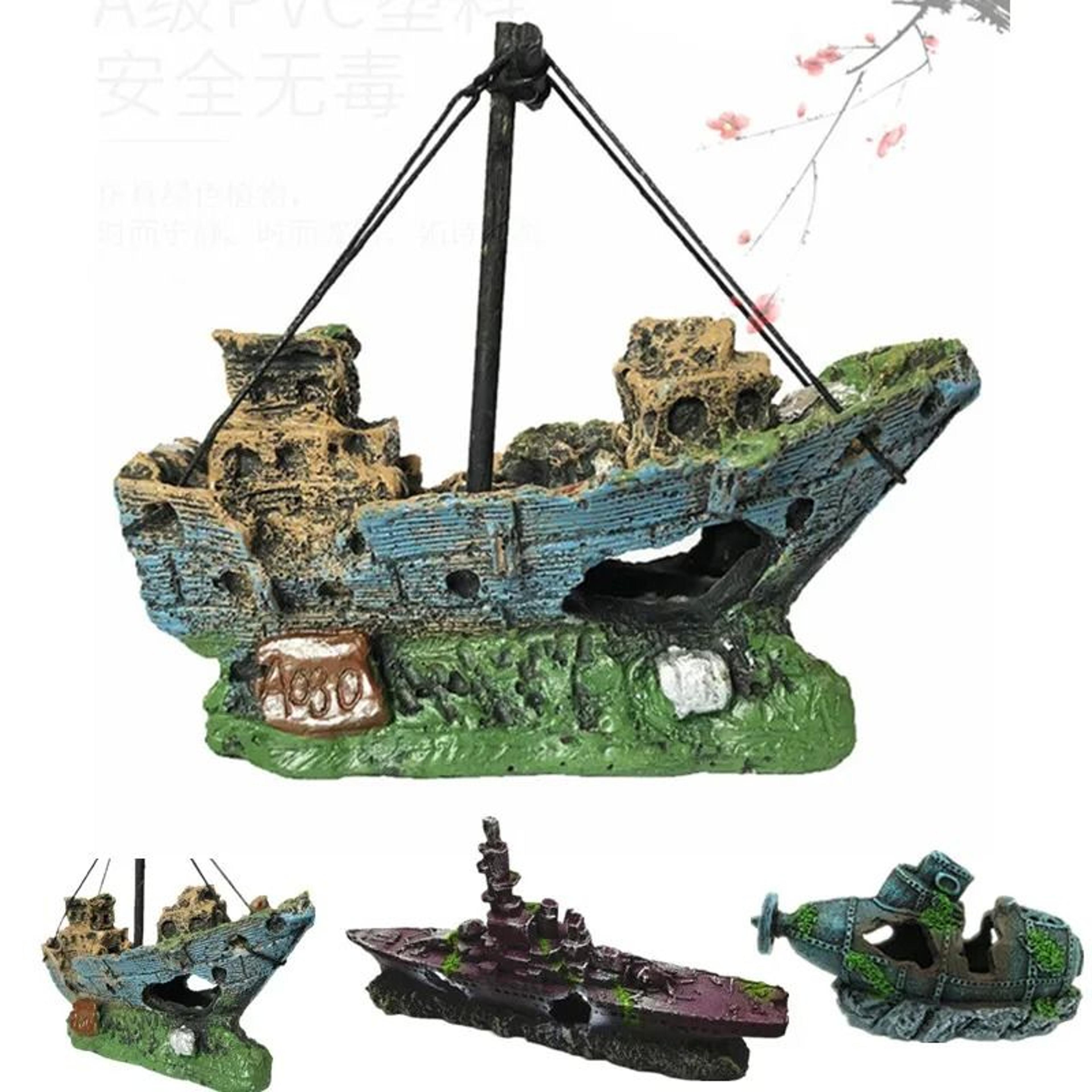 aquarium fish tank pirate shipwreck landscape decoration resin sunken ship ornament