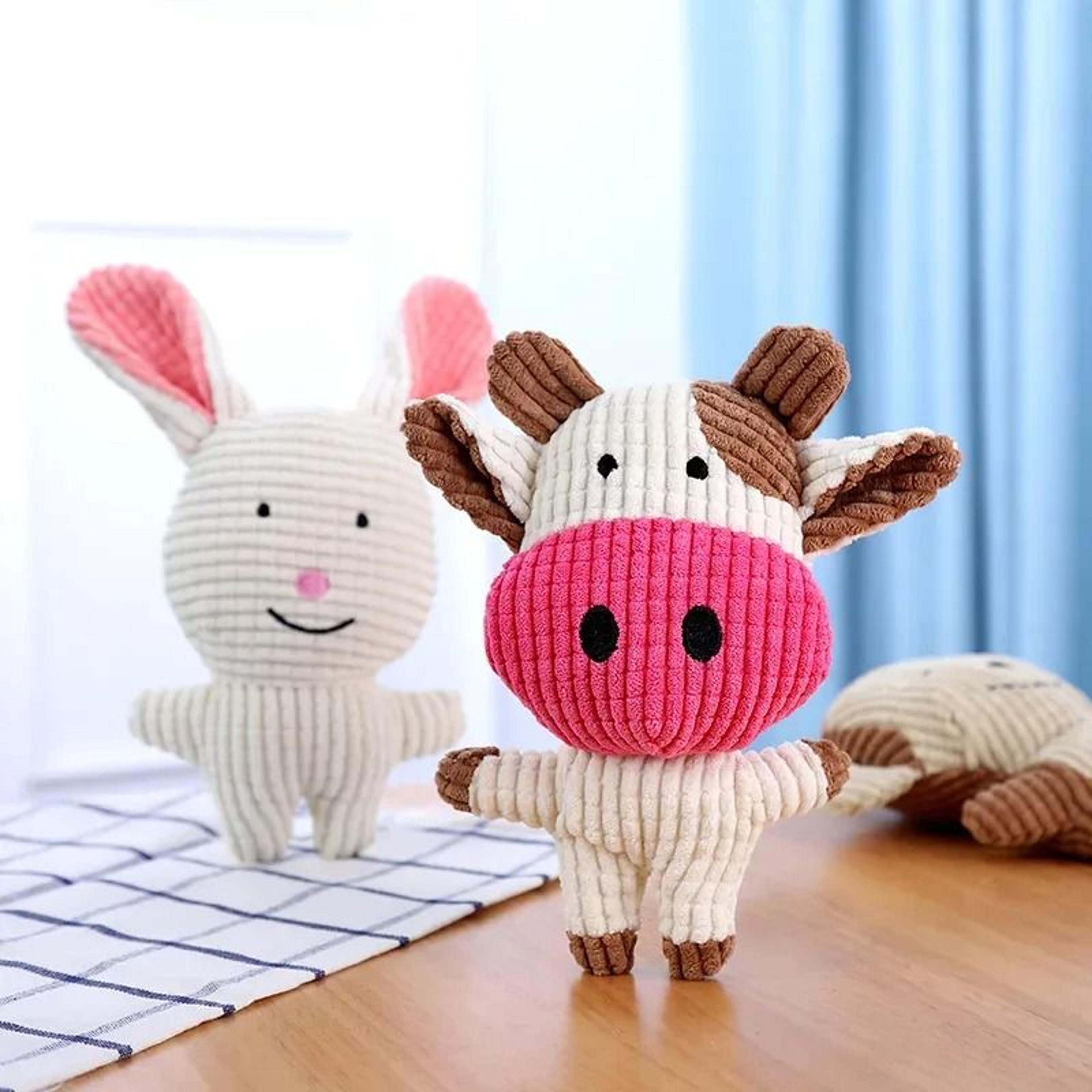 pet dog & cat cute plush squeaky toys interactive animal chew & foraging toy