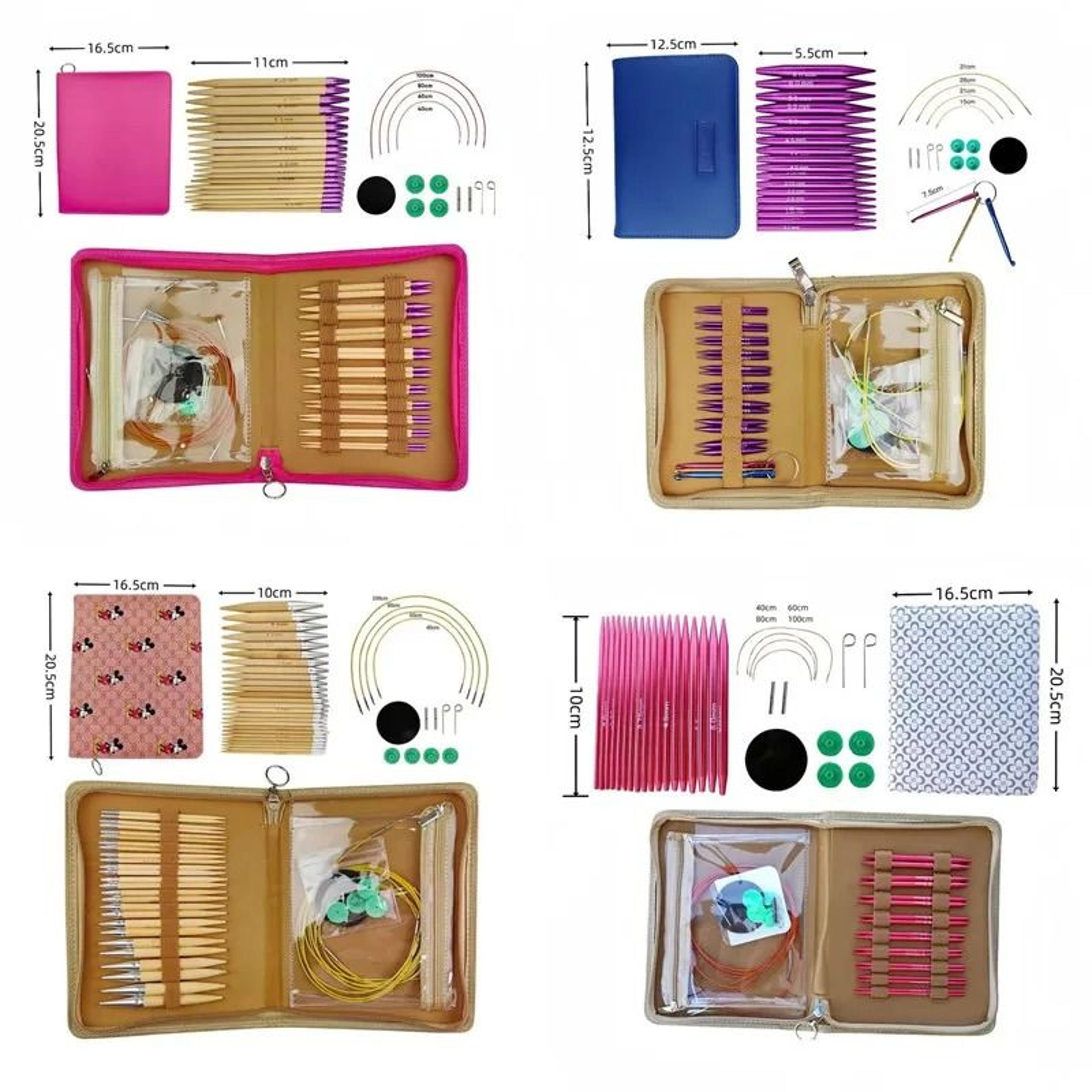 removable ebony wood knitting needle set with interchangeable cables & crochet hooks for diy crafting