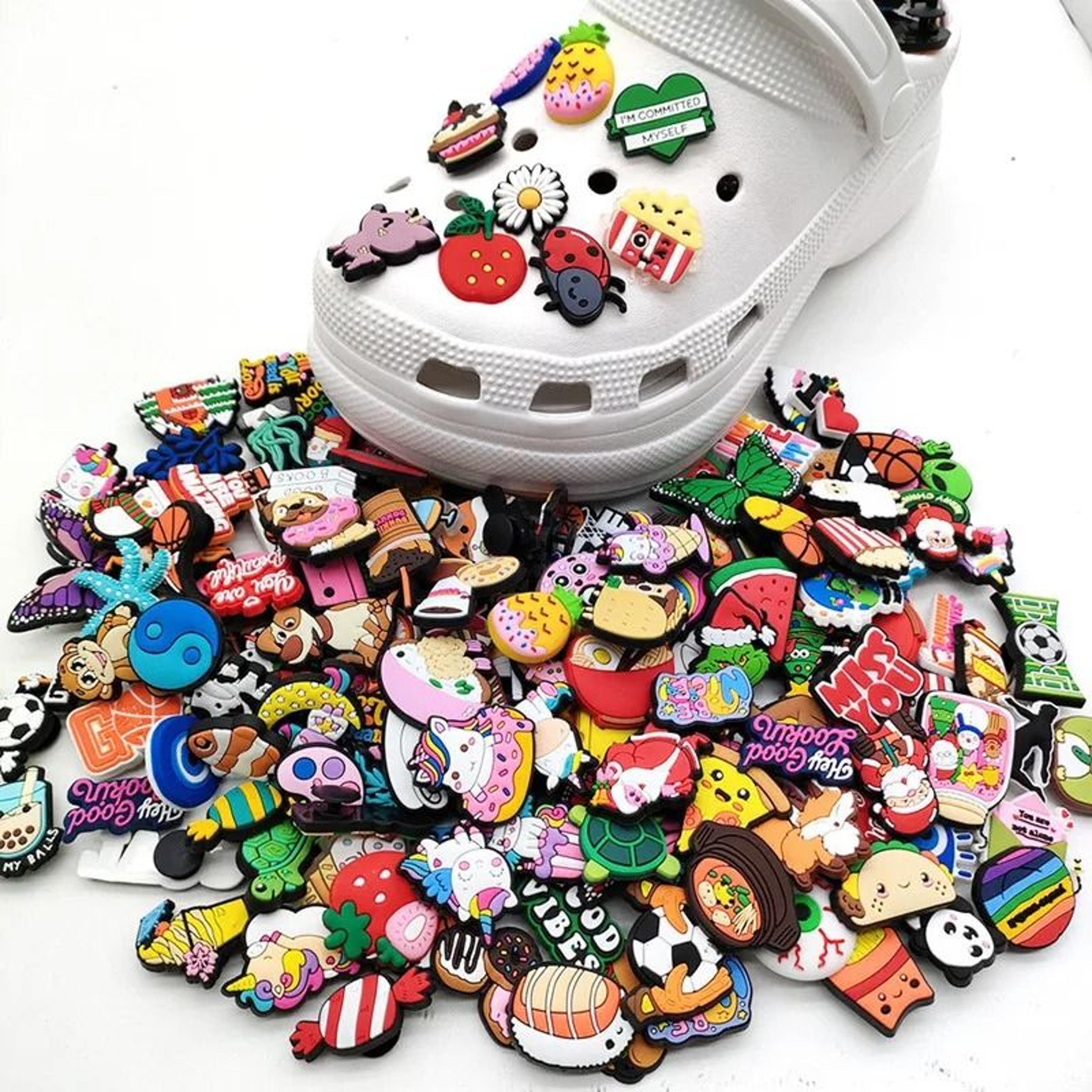 random cartoon shoe charms set pvc decorations for clogs, bubble slides & sandals