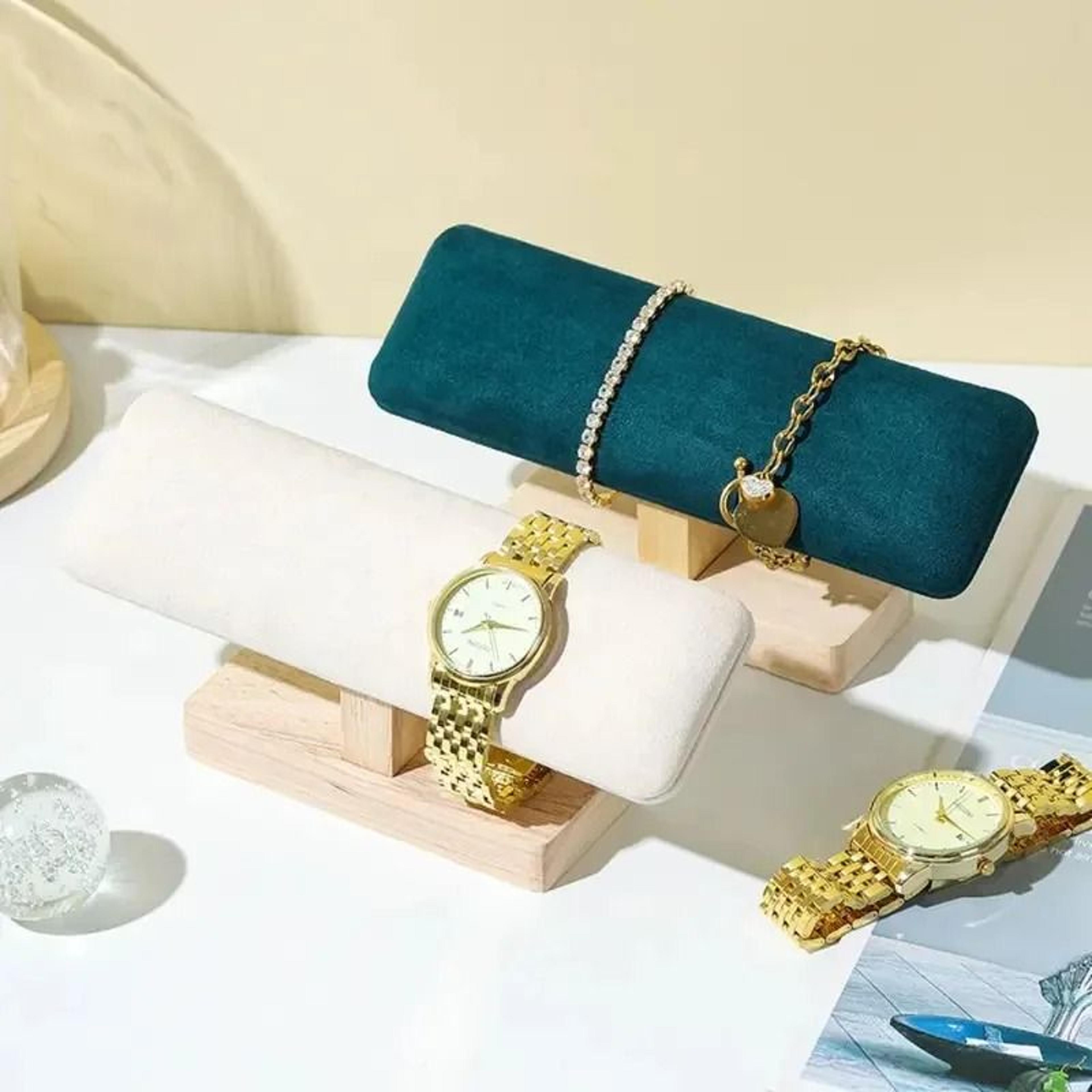 wooden bracelet display stand vertical velvet watch holder & jewelry chain display bar