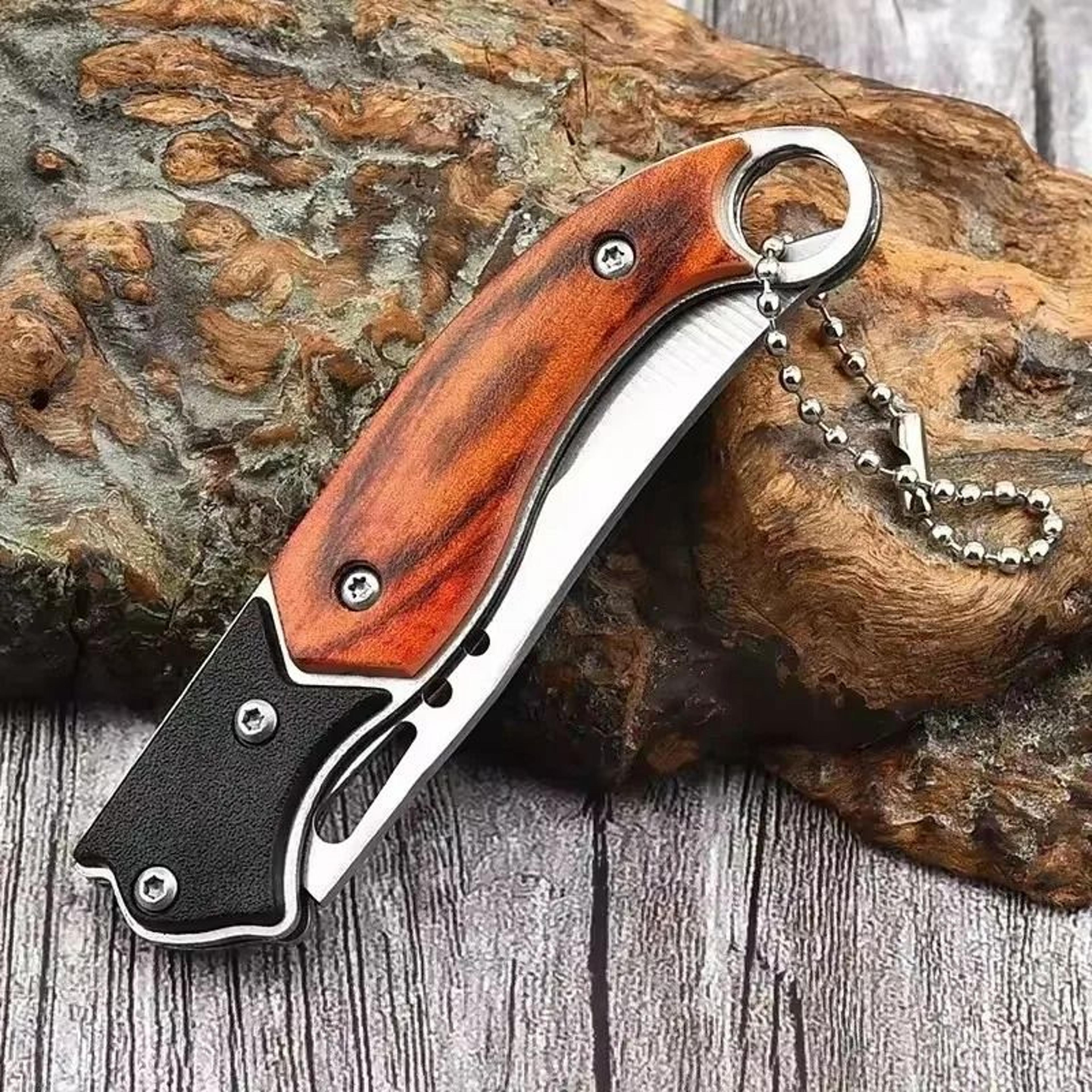portable pocket folding knife stainless steel keychain outdoor fruit & survival tool