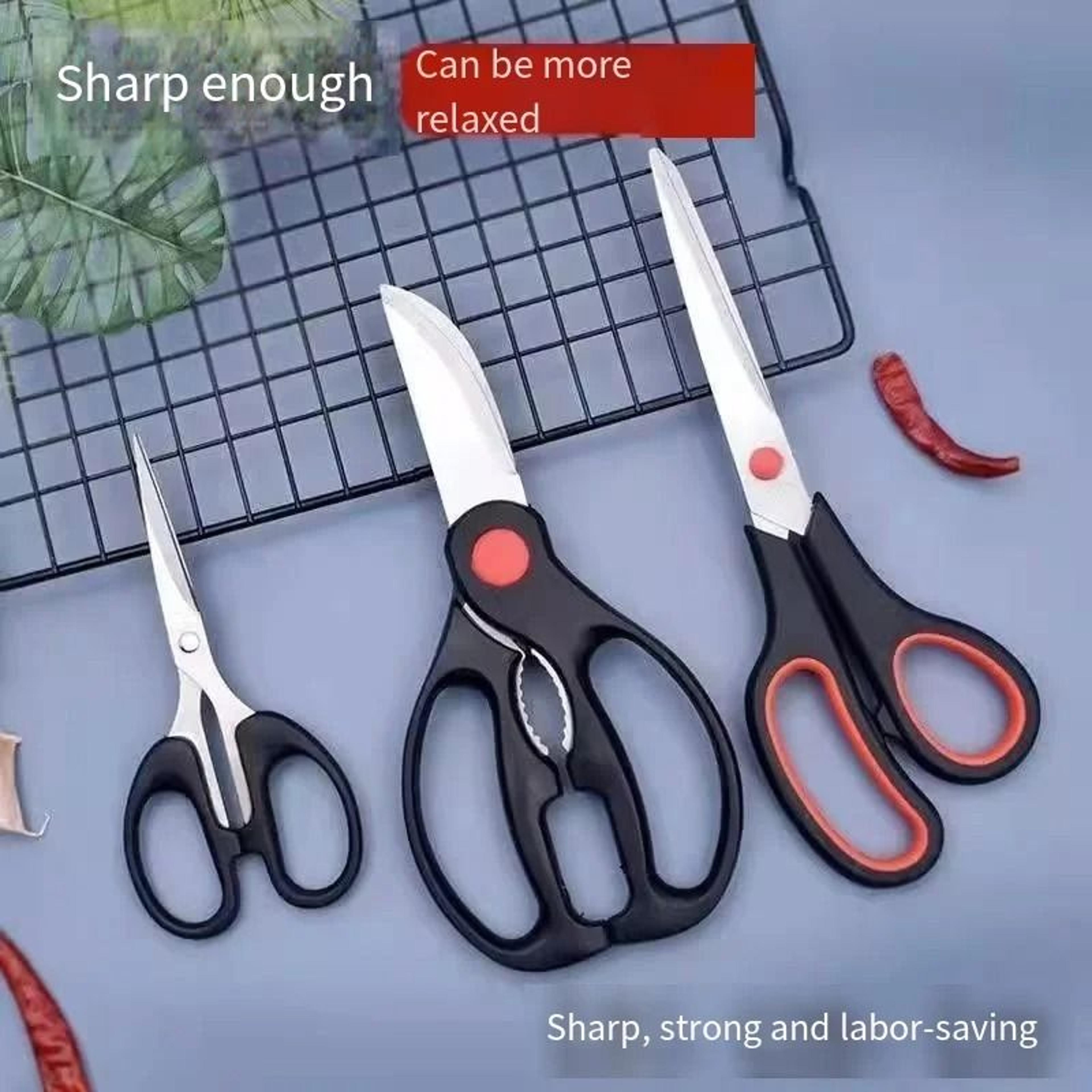 3-piece multi-functional stainless steel kitchen scissors & chicken bone shears set