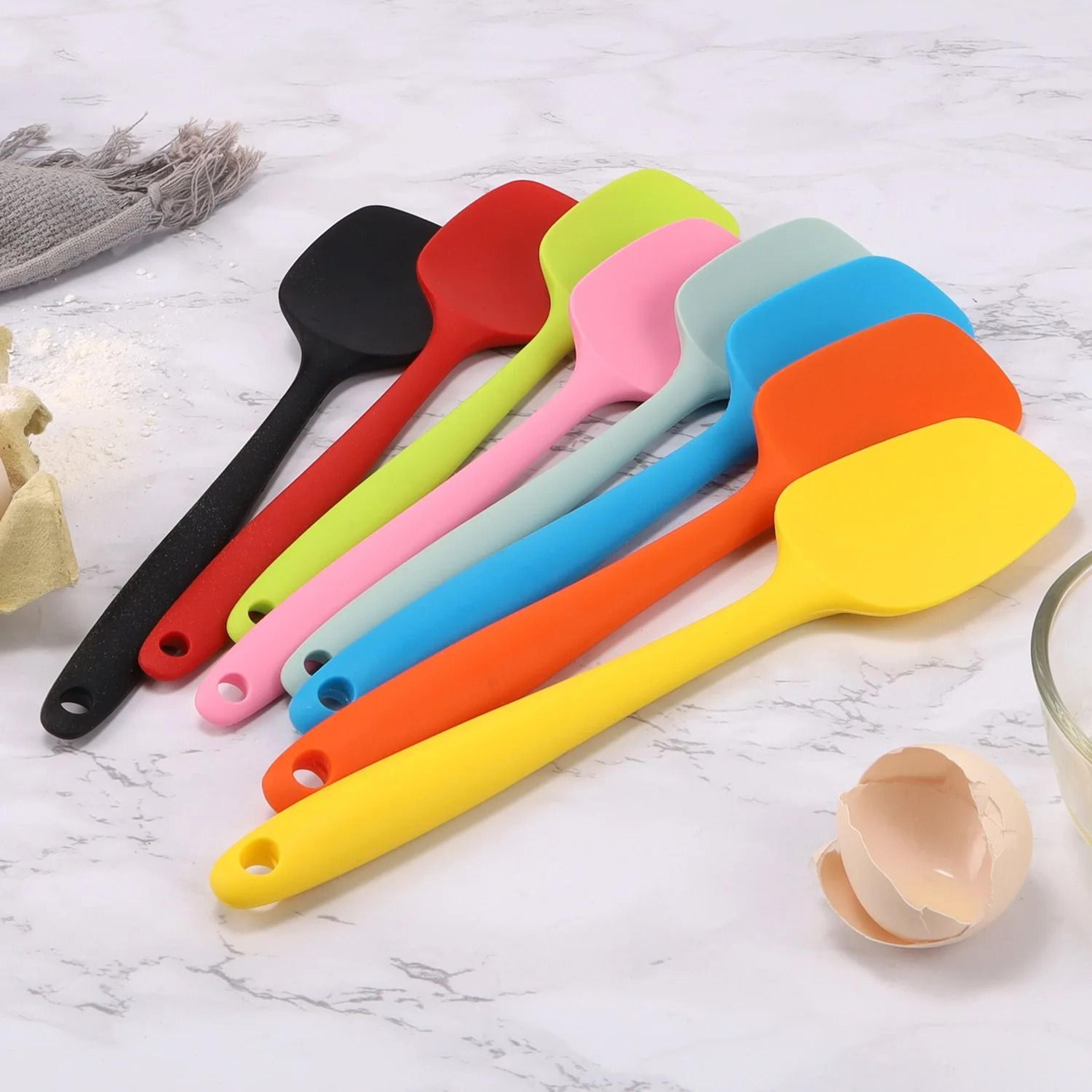 multicolor food grade non-stick silicone baking spatula set for cake, butter & cooking