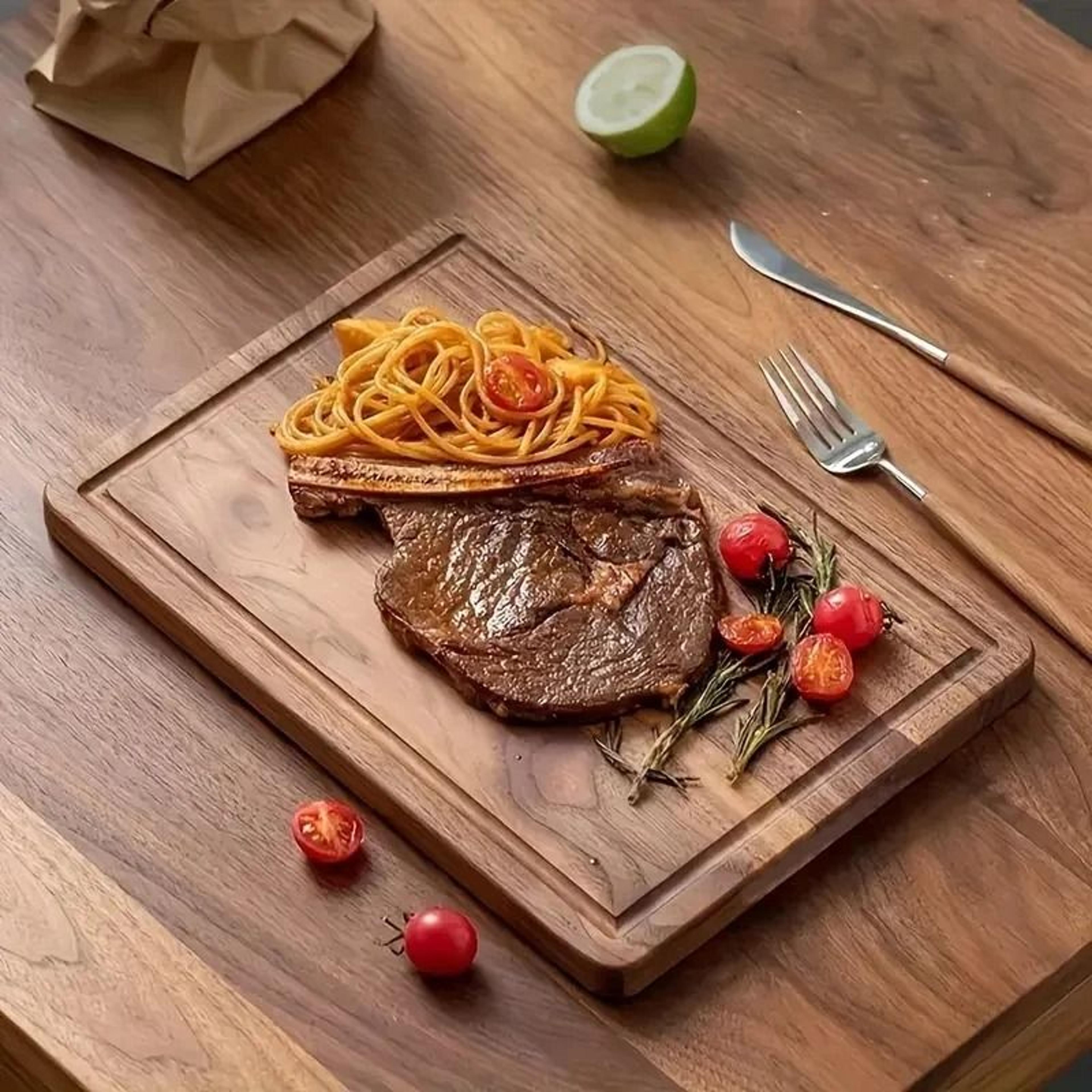 solid beech & walnut wooden cutting board & heavy-duty butcher block