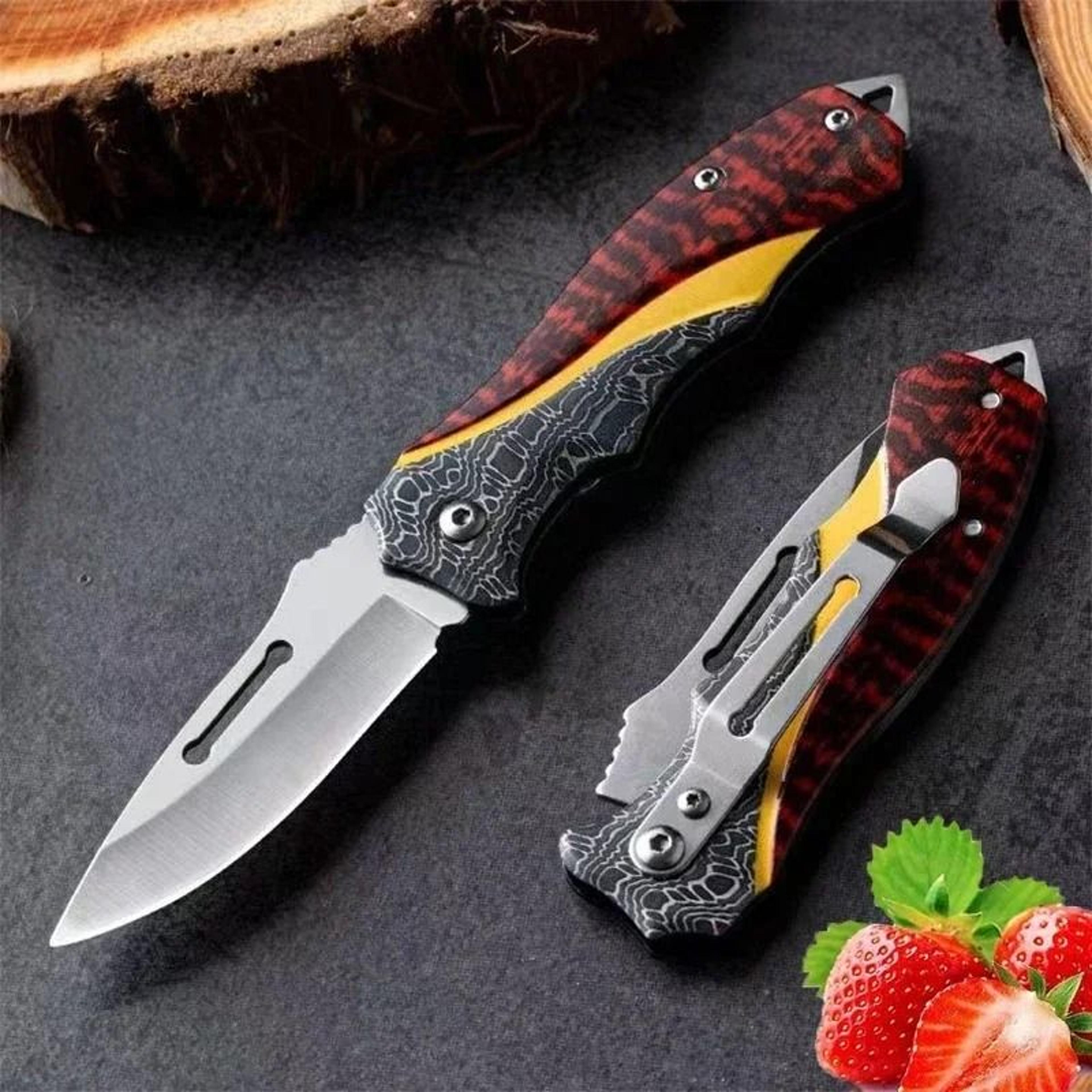 multi-purpose stainless steel folding meat & fruit knife for roasting & outdoor dining