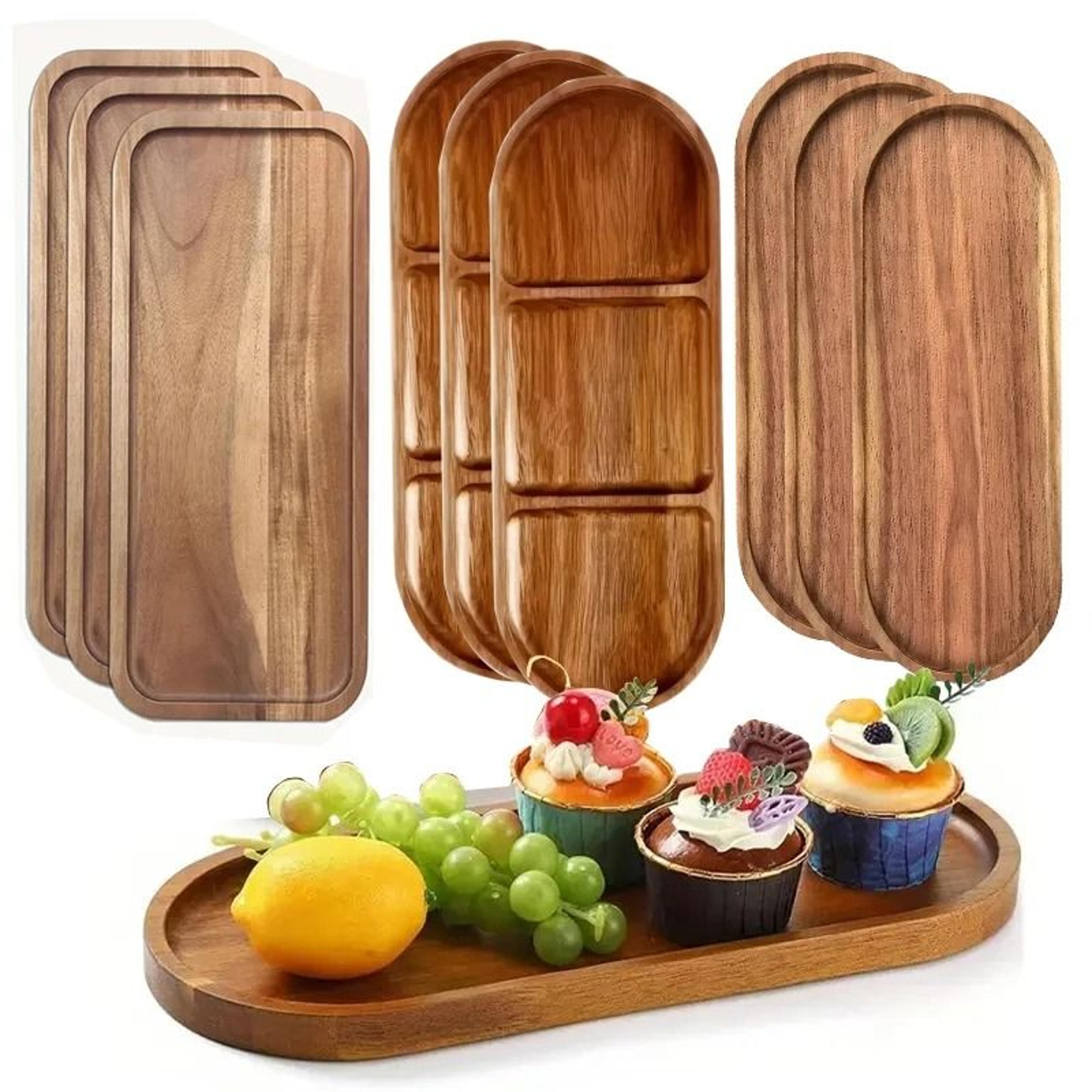 solid wood fruit plate & multi-size wooden snack serving tray