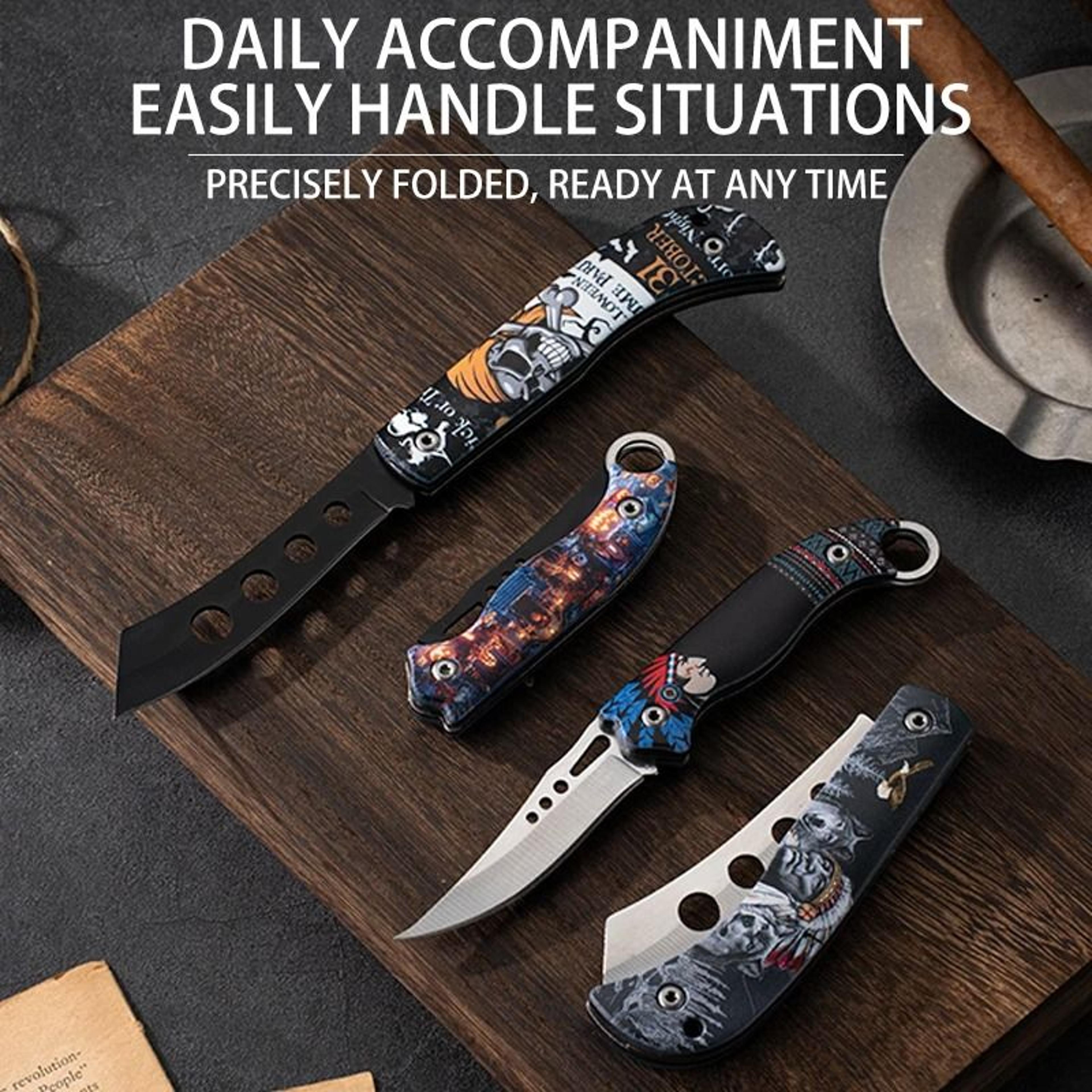 halloween-style mini stainless steel folding pocket knife & multi-purpose edc tool