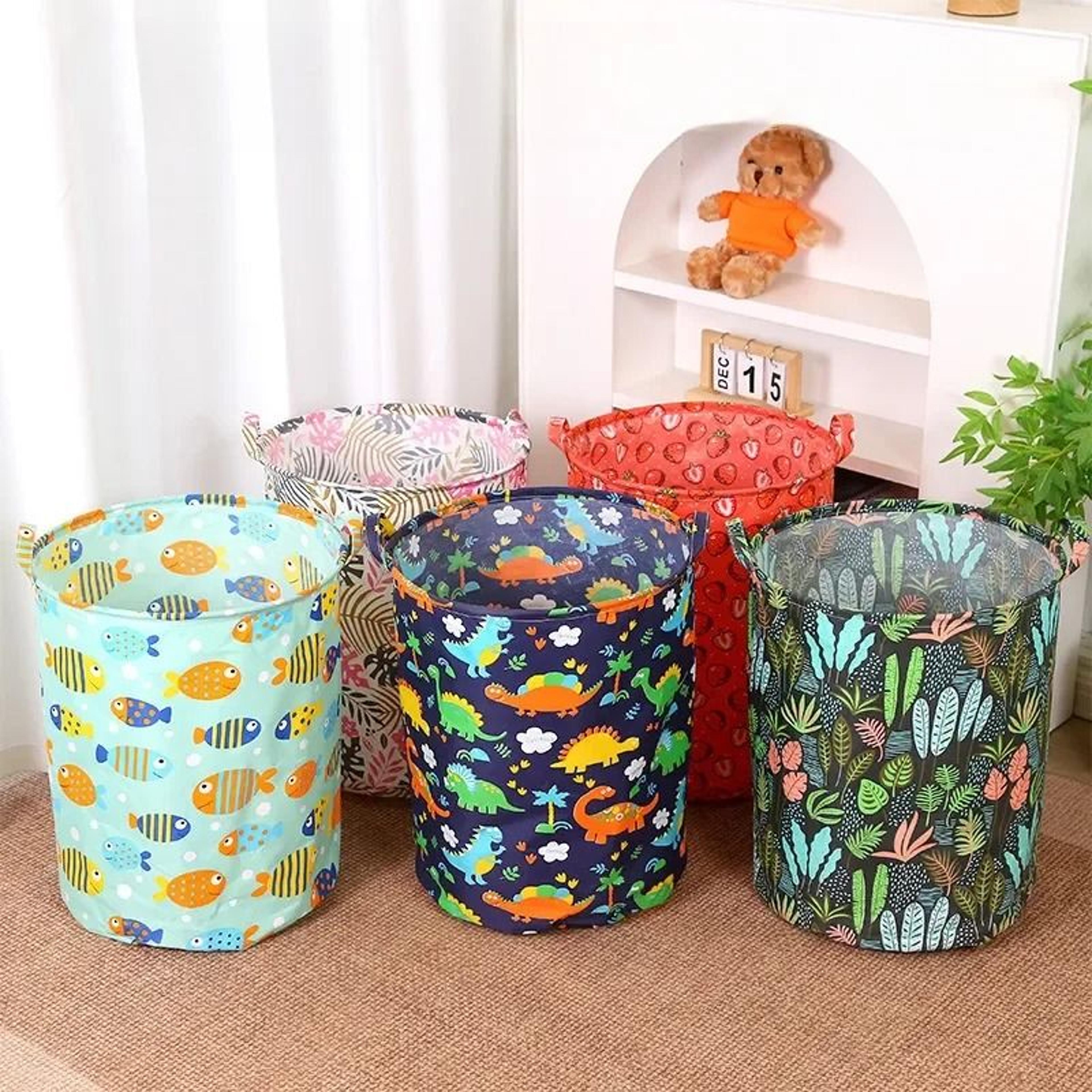 large capacity cotton linen laundry basket & foldable waterproof toy storage bucket