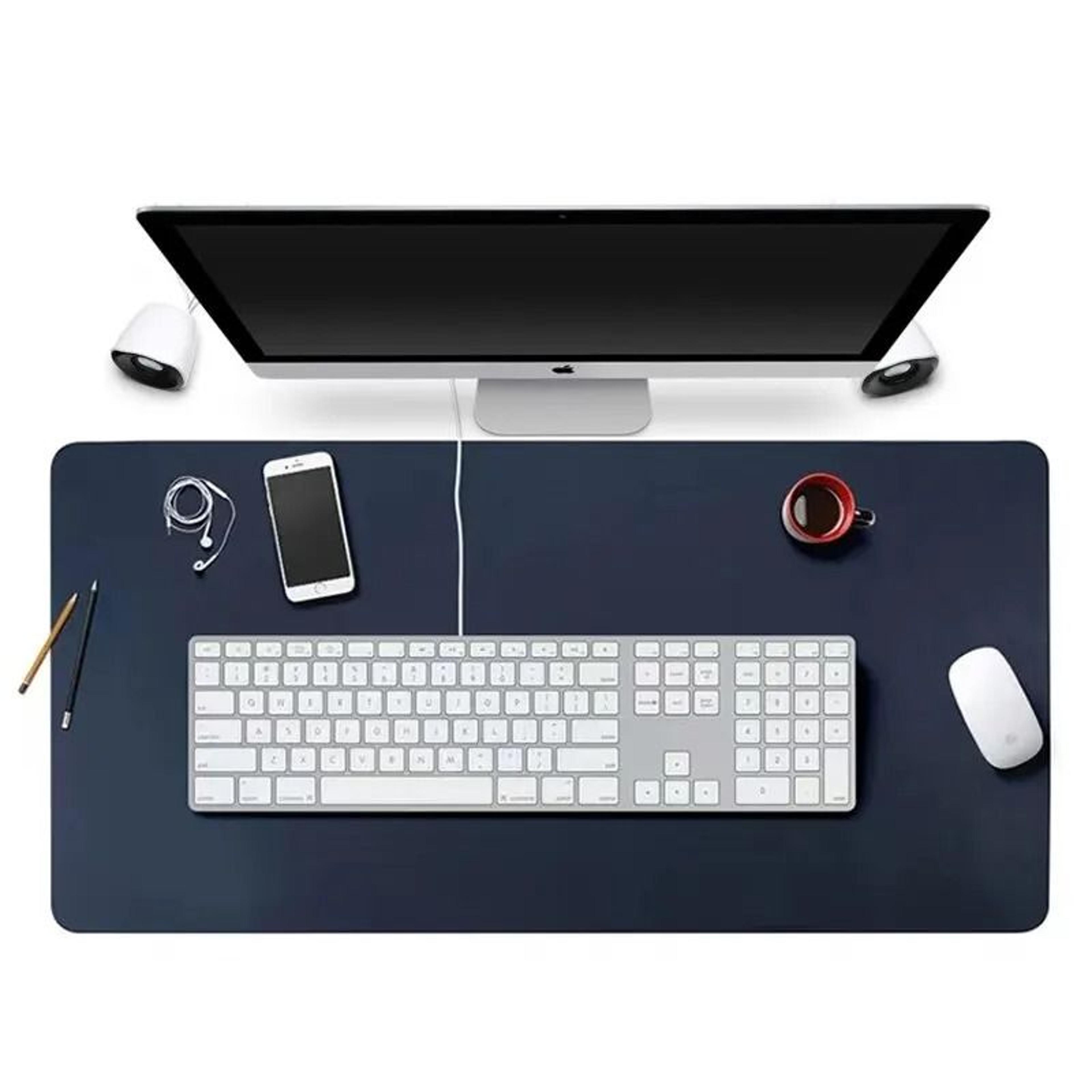 70x35cm large pu leather desk protector mat & dual-sided waterproof mouse pad