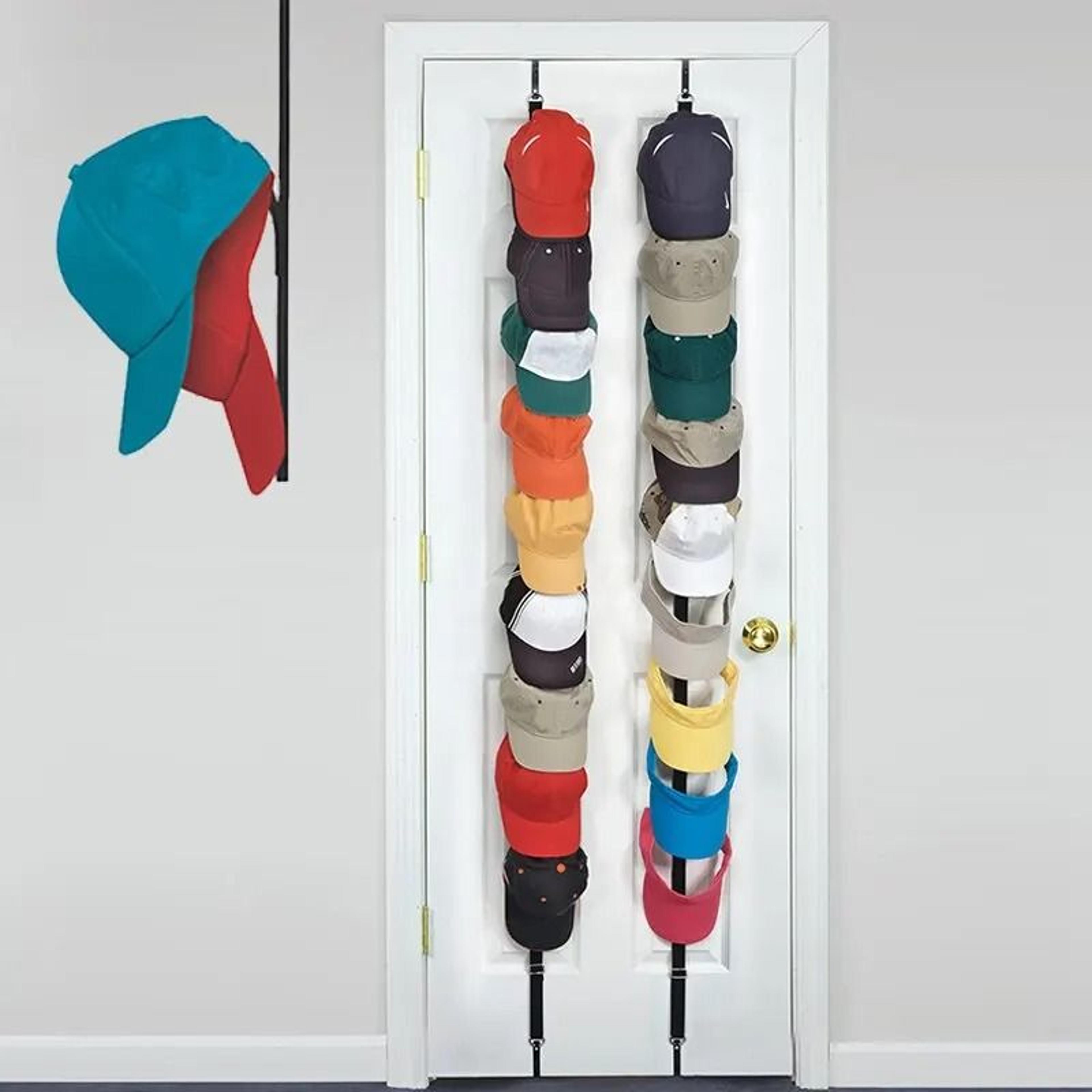 over-the-door nylon cap rack & hanging baseball hat display organizer