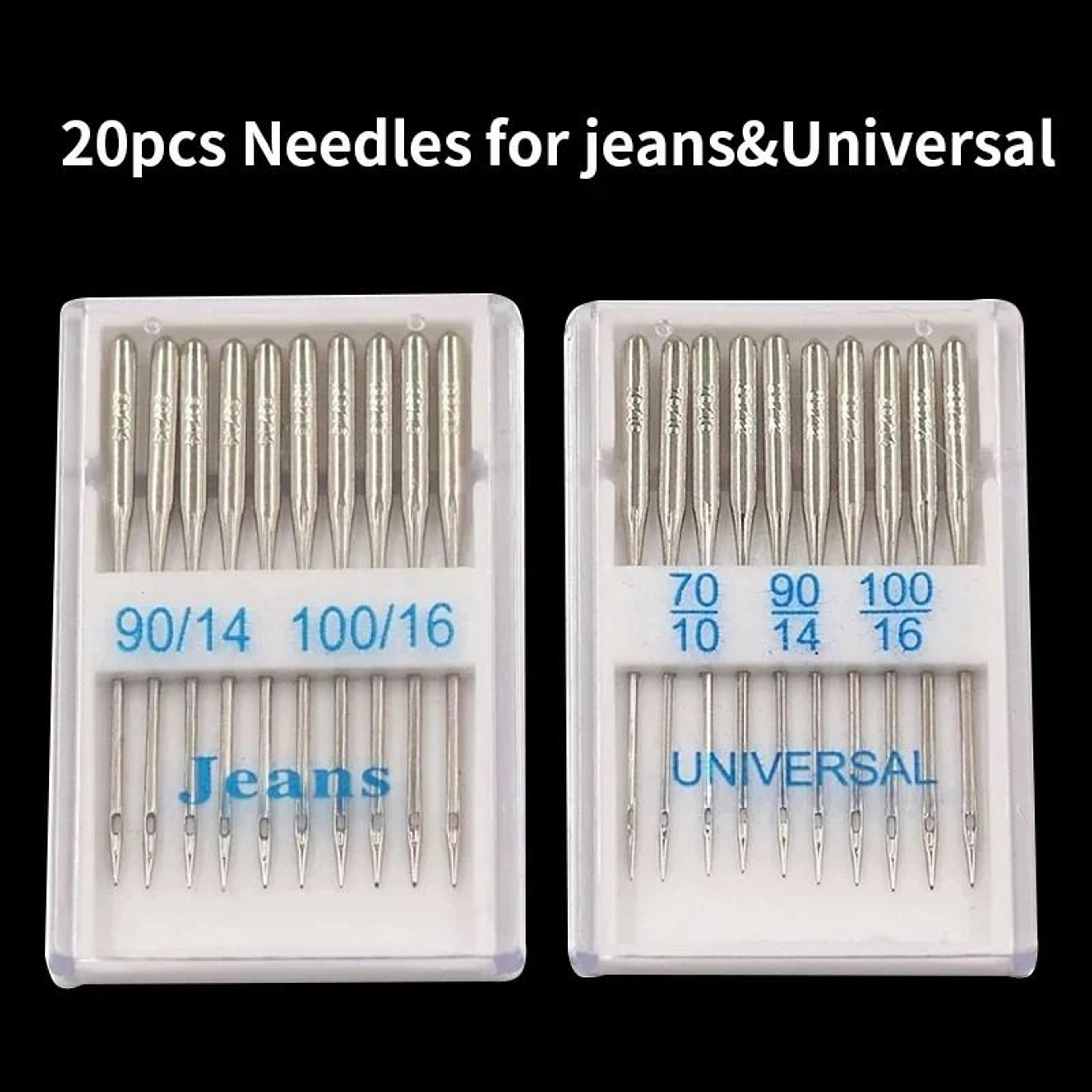 20-piece universal sewing machine needles set for heavy fabrics, denim & stretch knits
