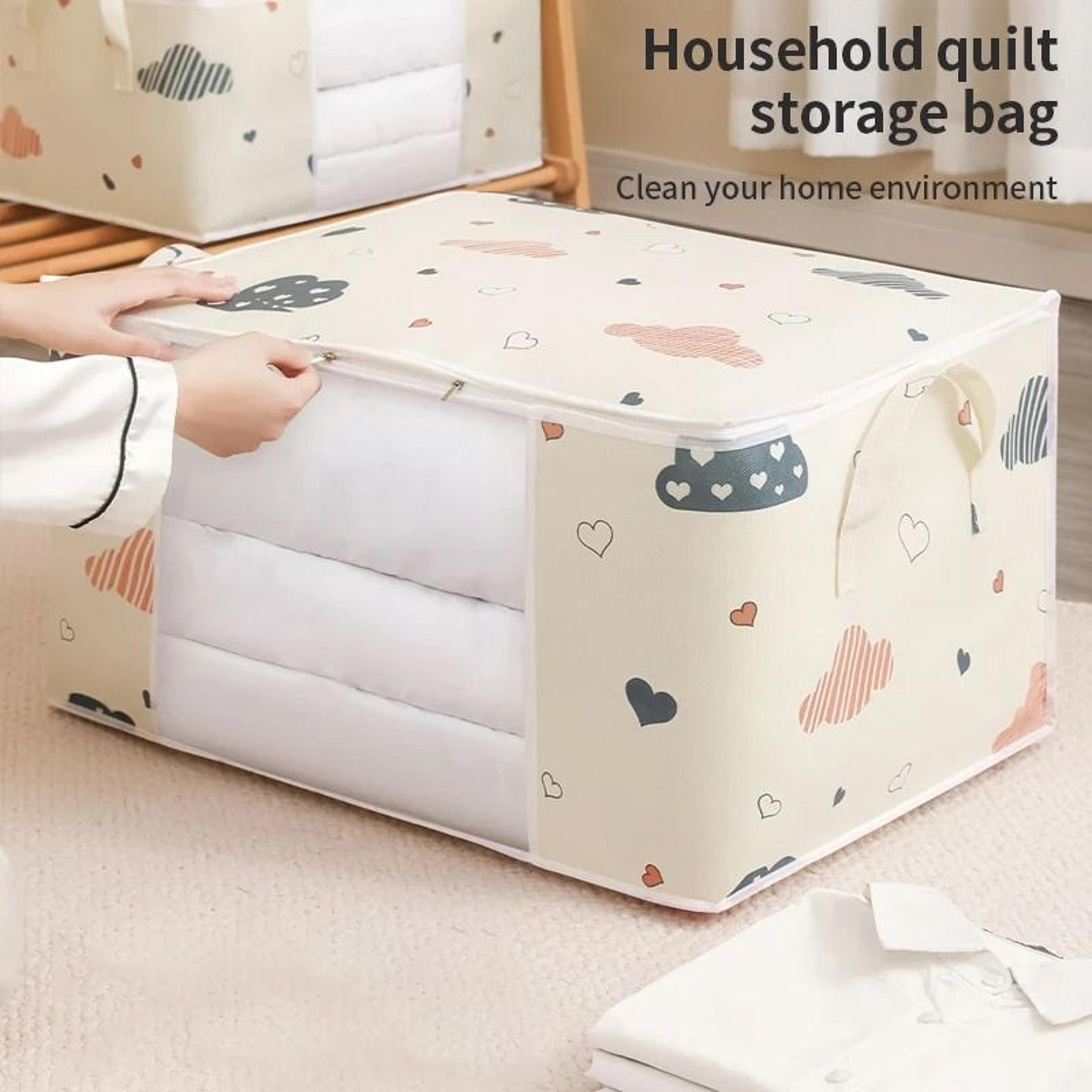 foldable clothes & quilt storage organizer bag with cute cartoon print