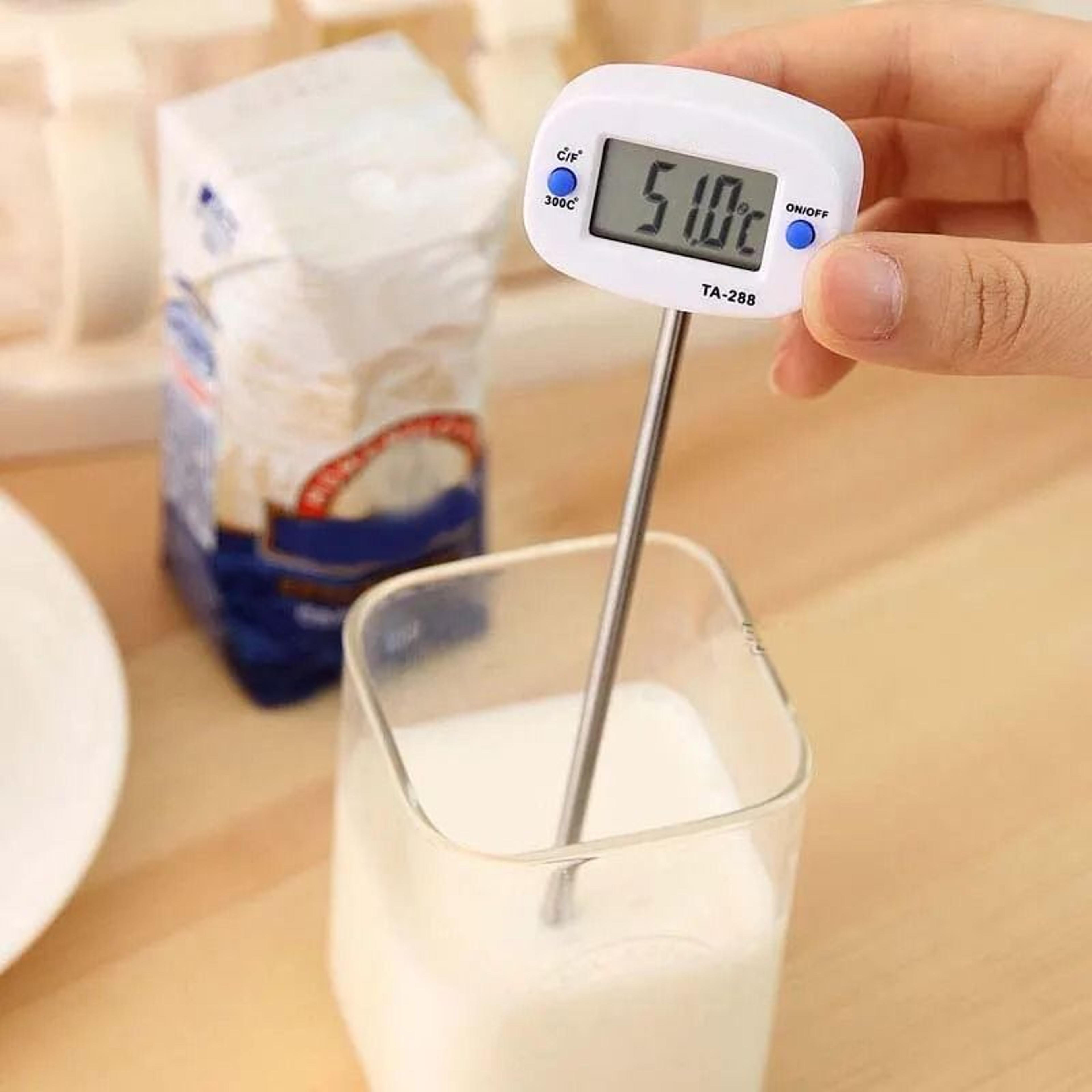 digital stainless steel pin food thermometer for coffee, milk, bbq & kitchen cooking