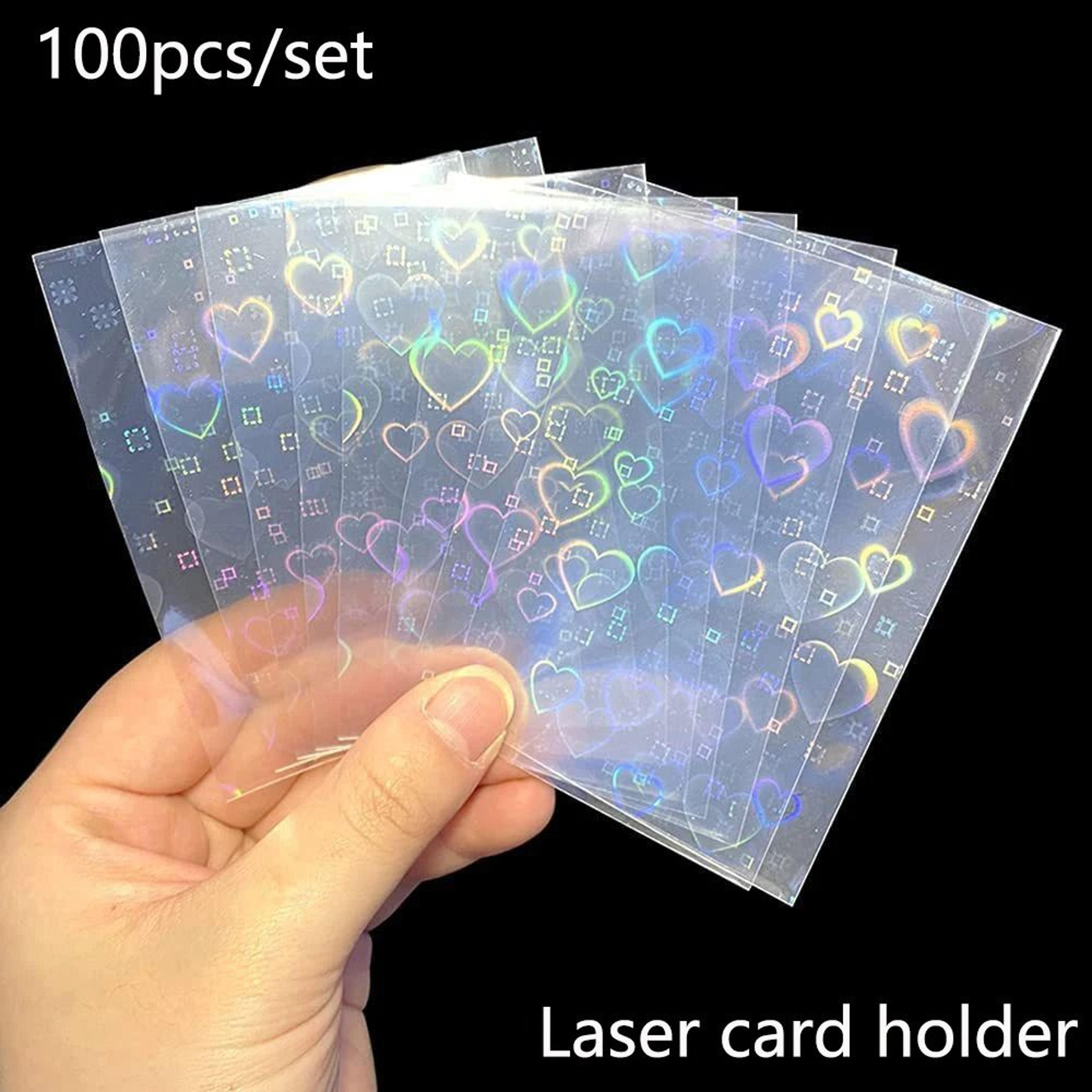 100pcs heart-shaped foil laser holographic card sleeves & trading card protectors