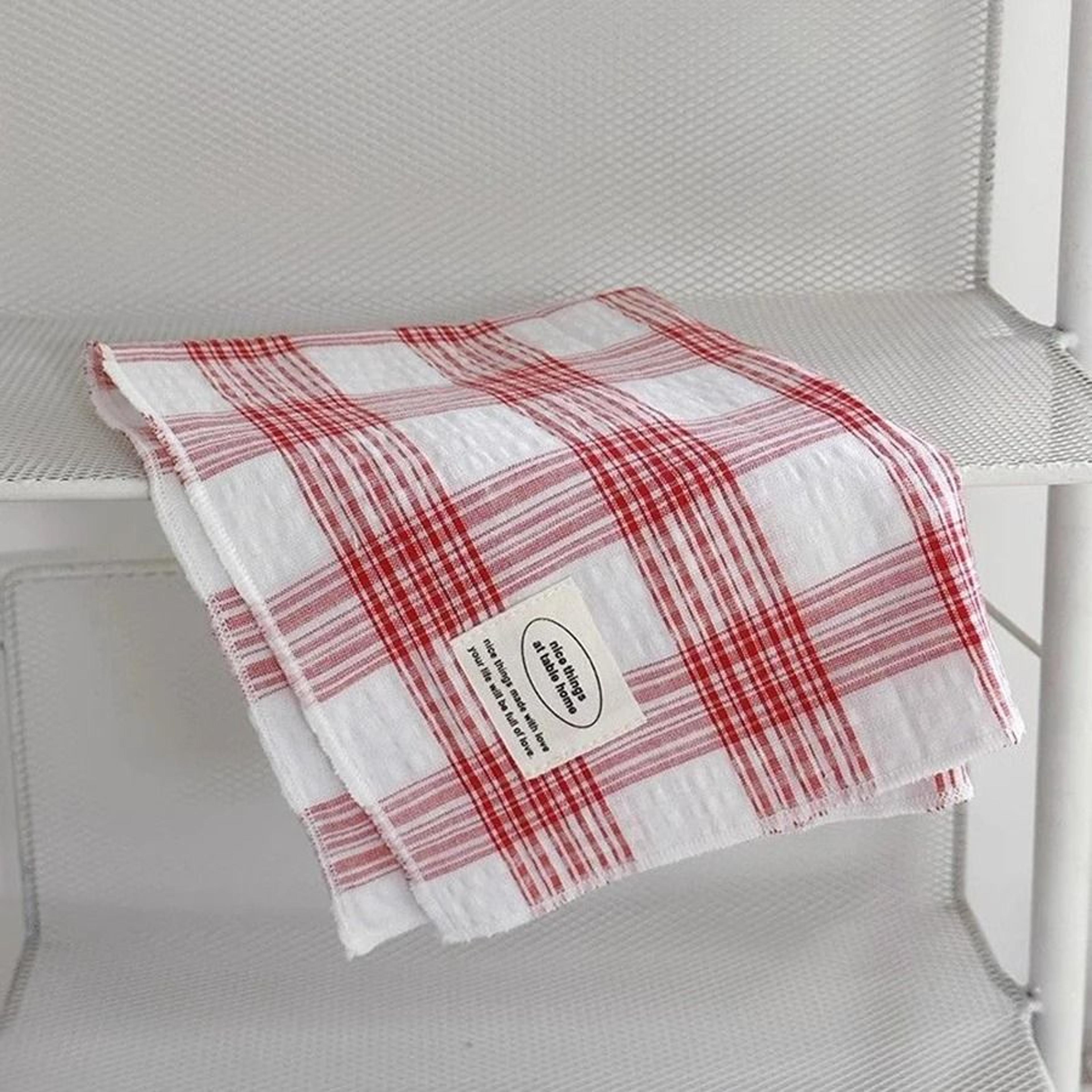korean retro blue plaid tablecloth placemat & food photography background cloth