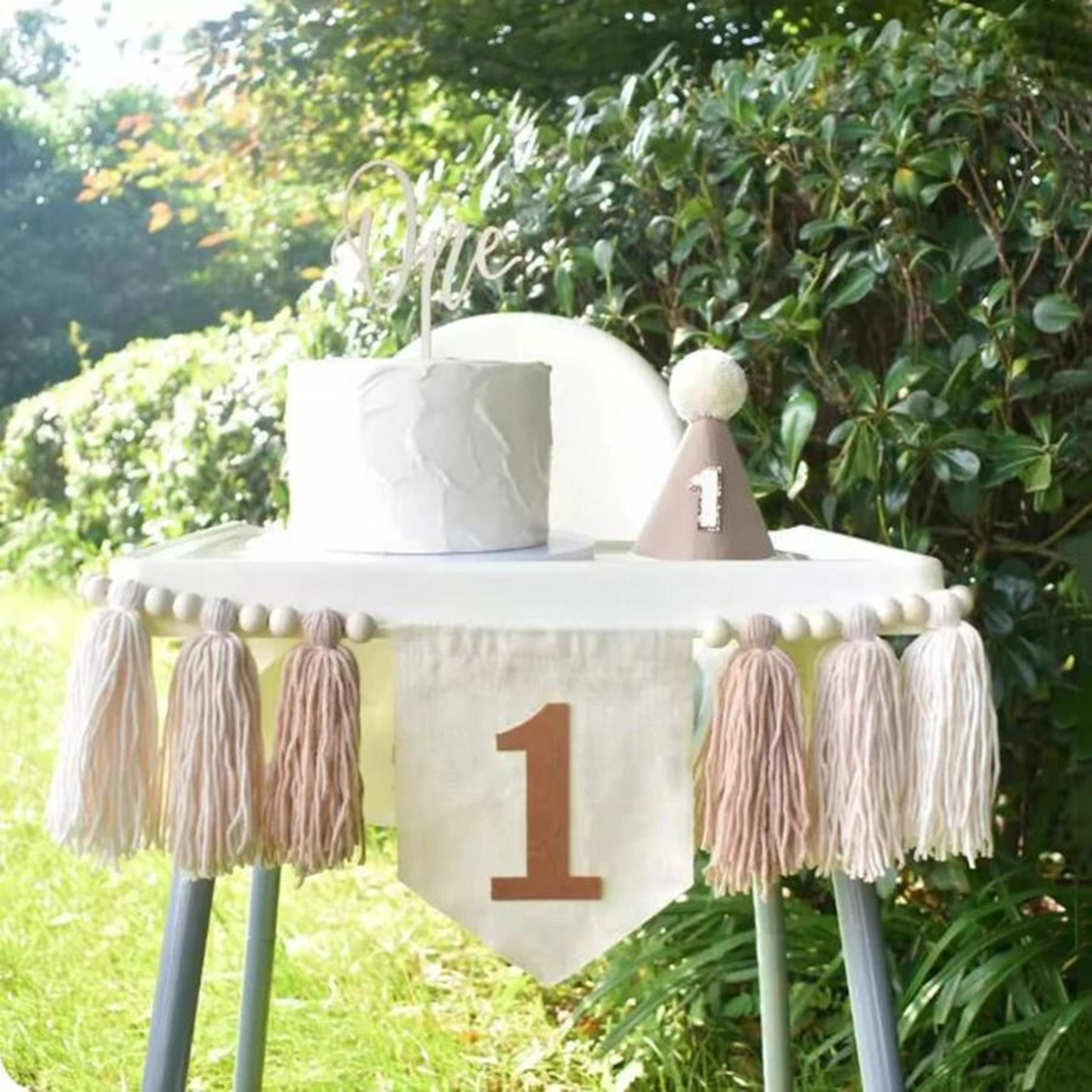 boho 1st birthday high chair banner - pink tassel garland & baby shower wall hanging decor