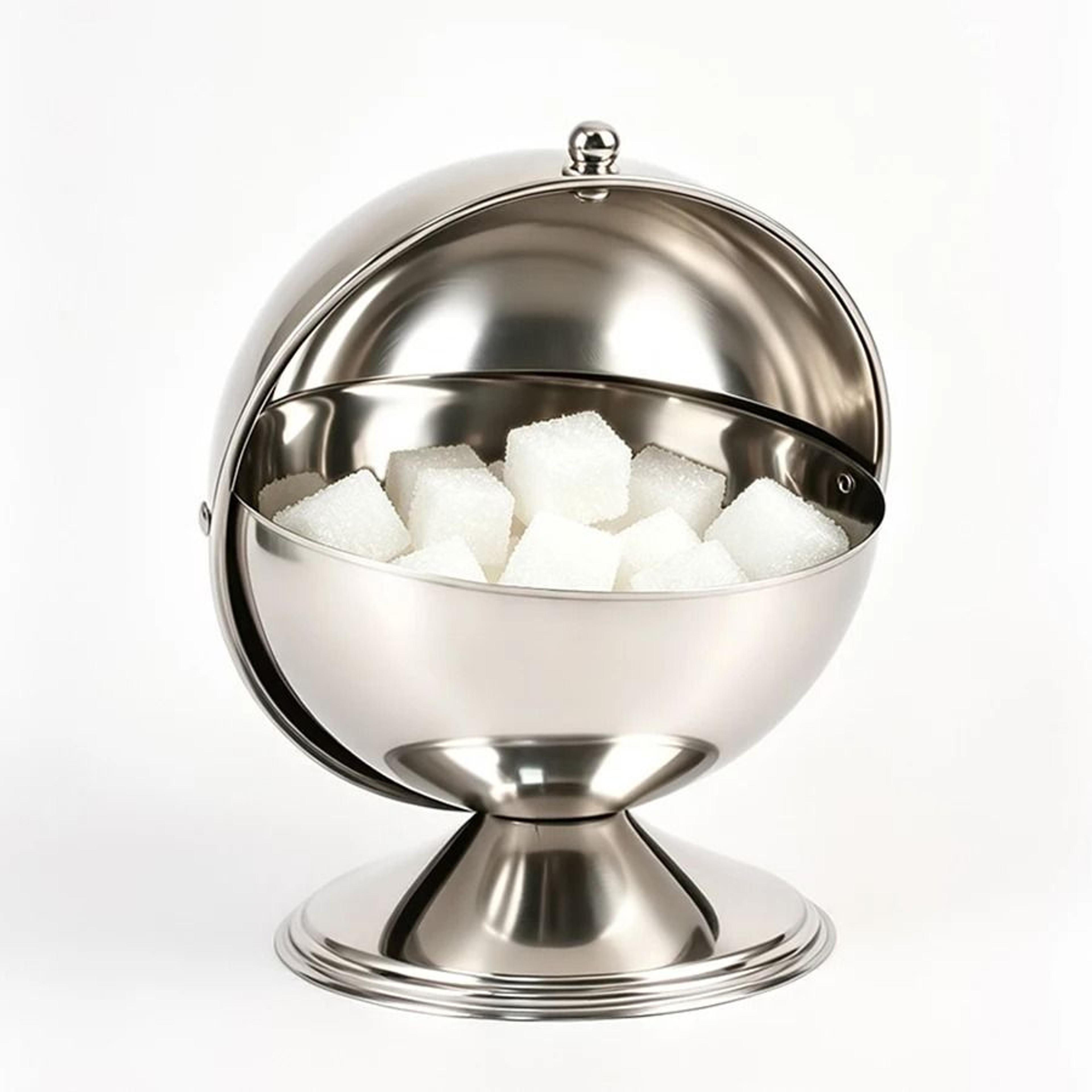 modern stainless steel sphere jar with flip lid - desktop storage container & home decor organizer