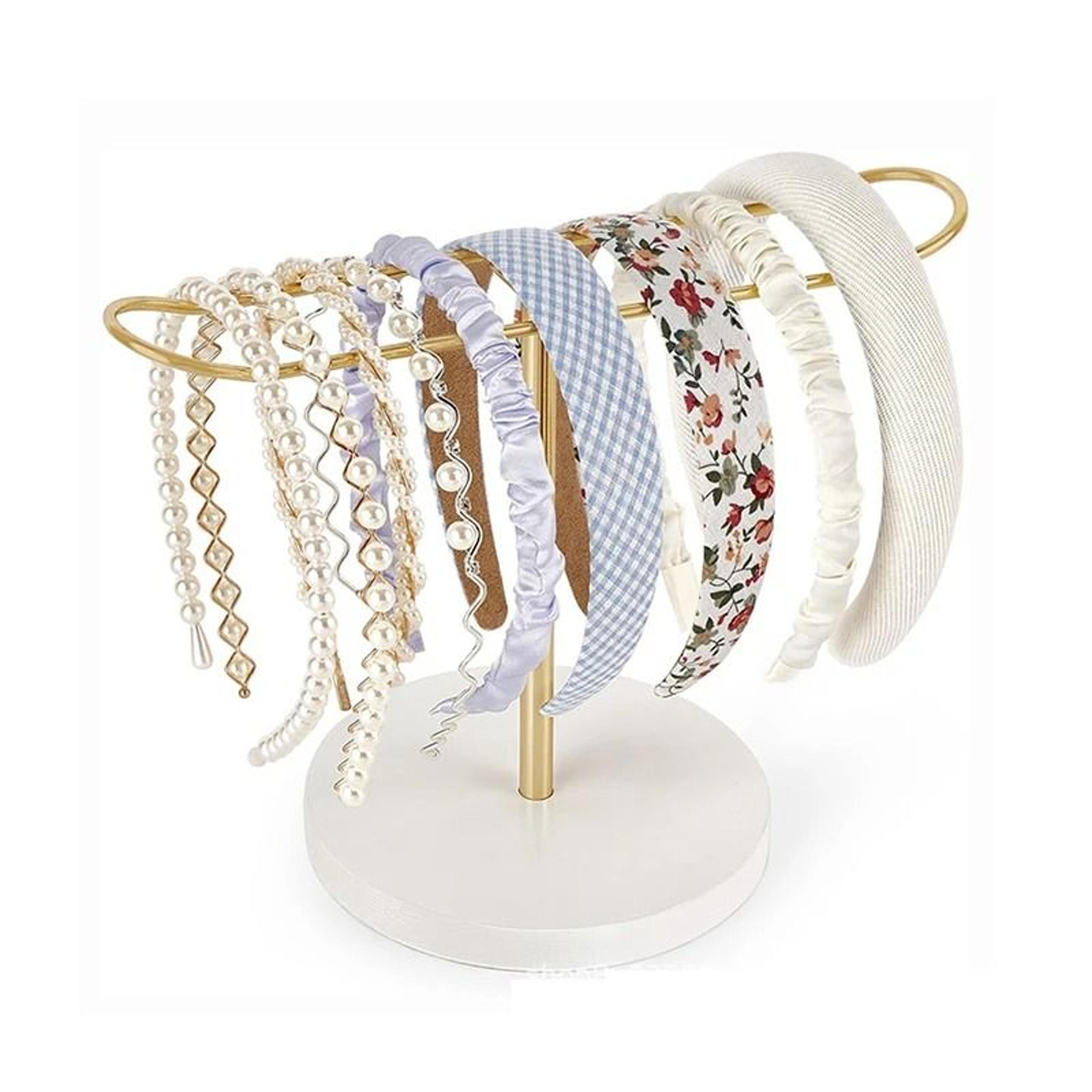 metal headband holder curved anti-drop jewelry organizer & scrunchie bracelet storage stand