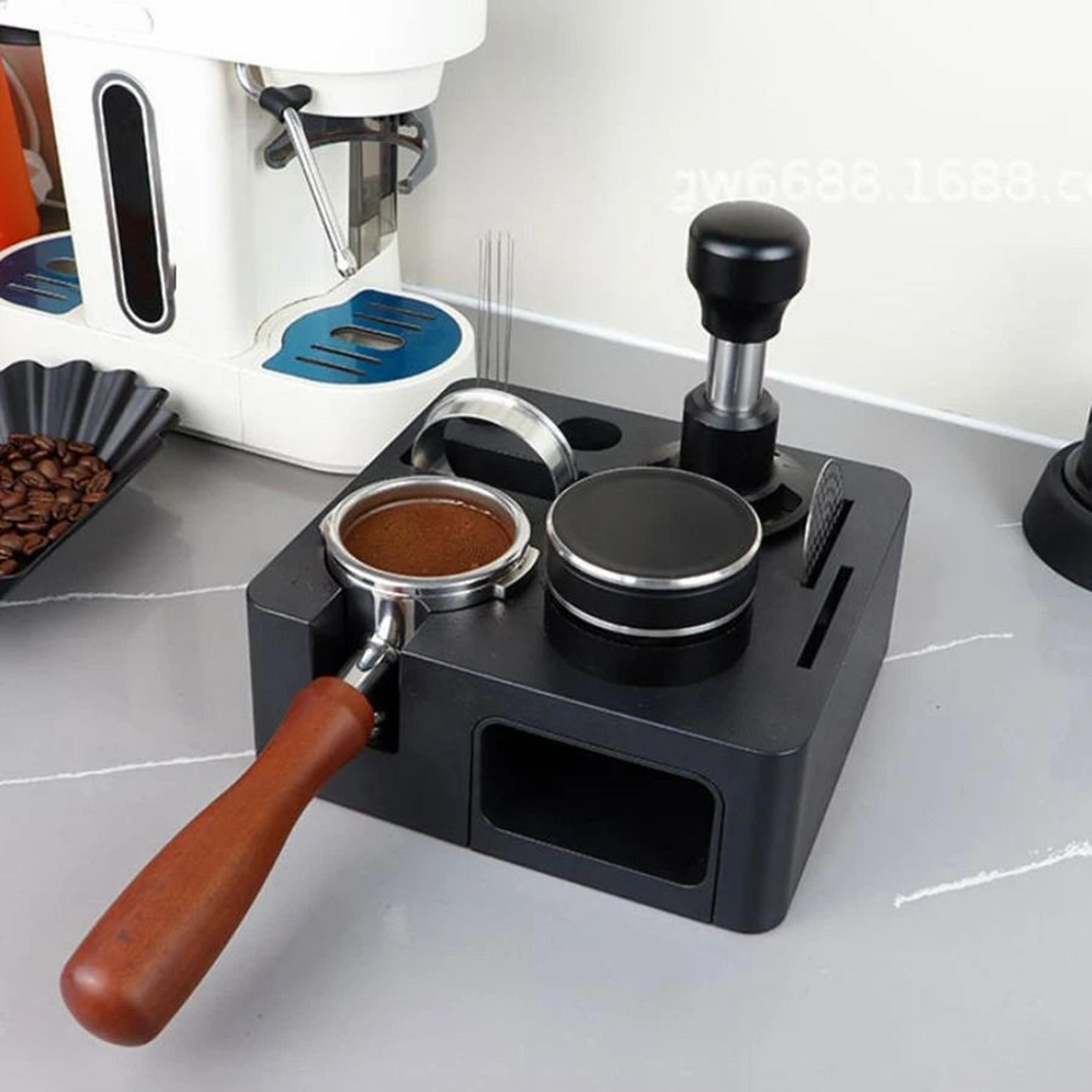 universal coffee tamping station & portafilter distributor holder (51/53/54/58mm)