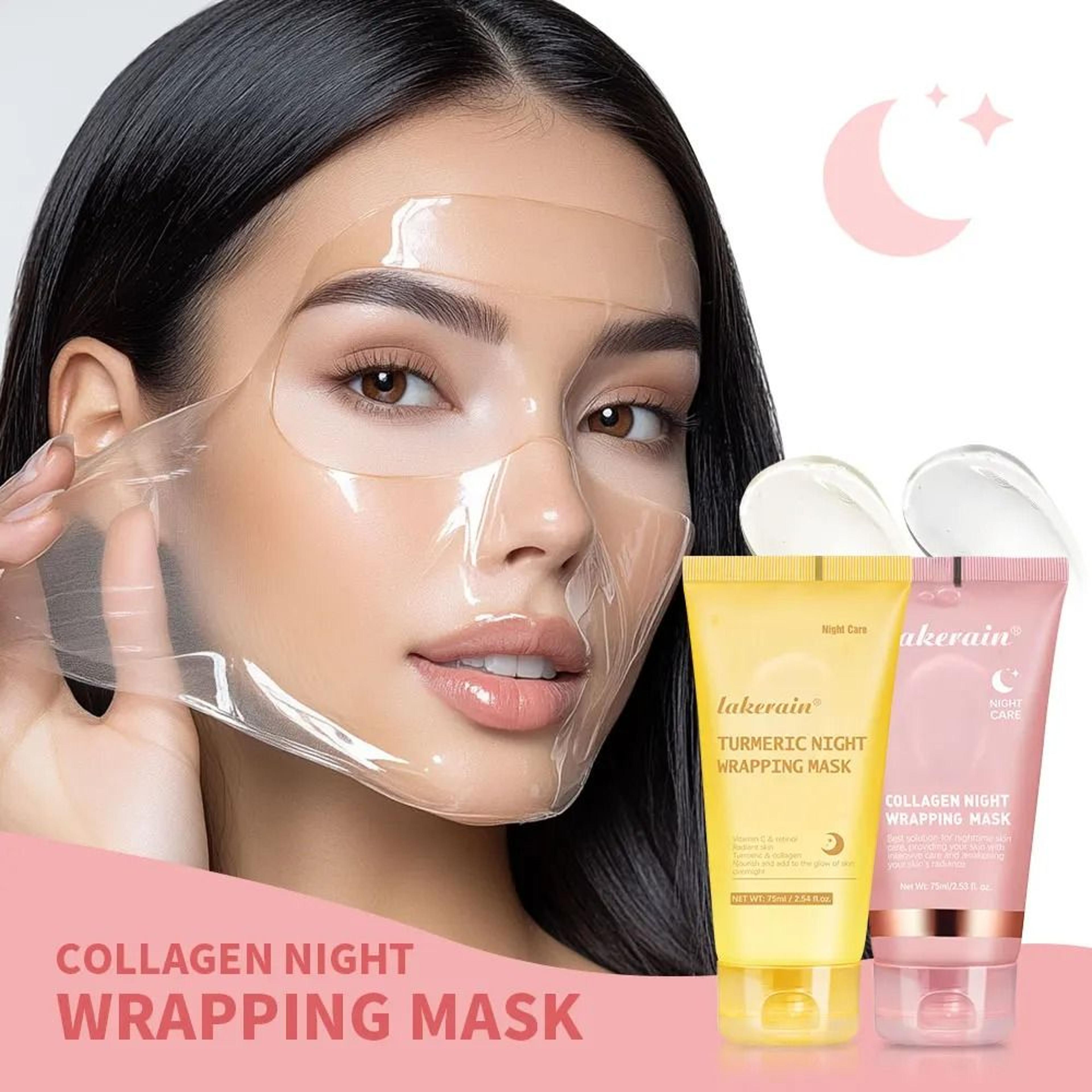korean deep collagen peel-off mask - bio-collagen night wrapping mask for lifting & wrinkle care