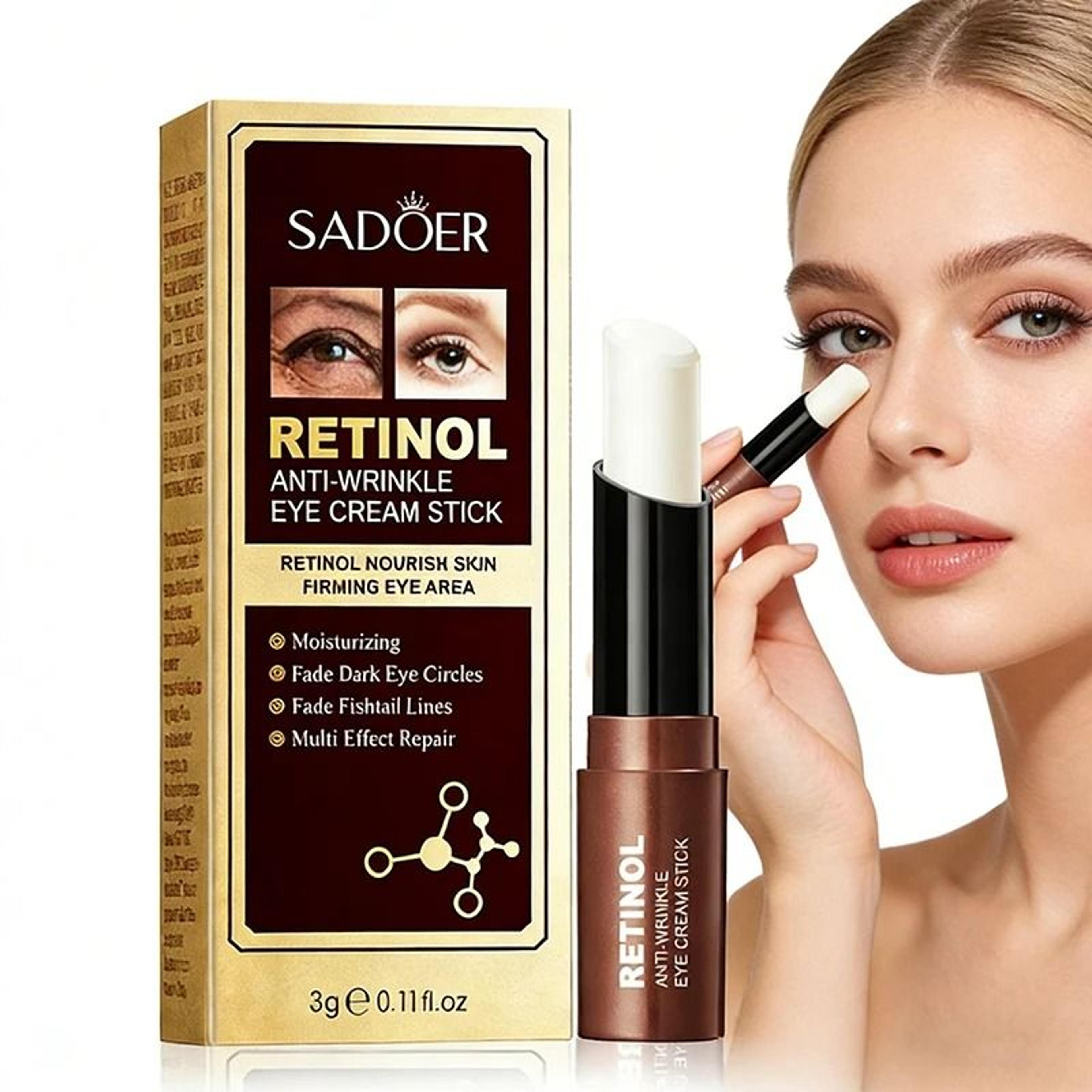 sadoer retinol eye cream stick - anti-dark circles, firming & anti-wrinkle eye balm